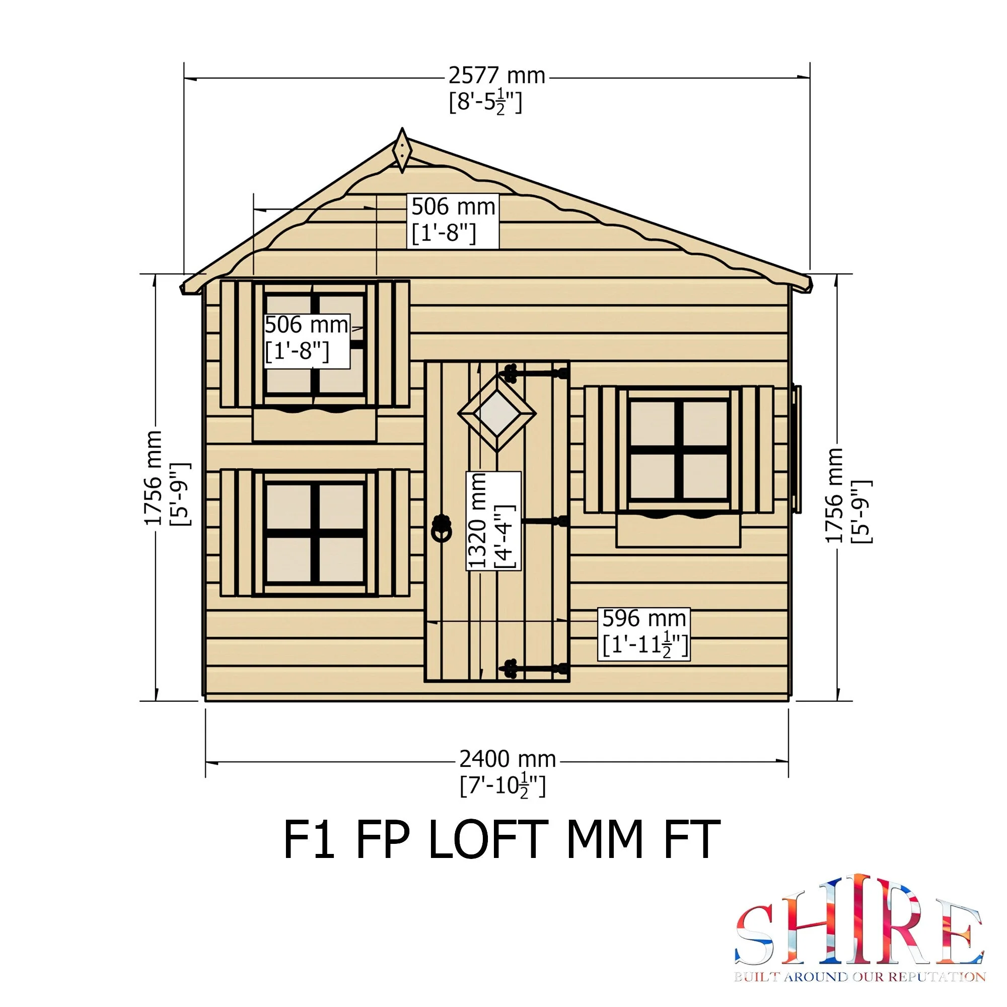 Loft 5' 7" x 7' 10" Offset Apex Children's Playhouse - Premium Dip Treated Shiplap - Image 4