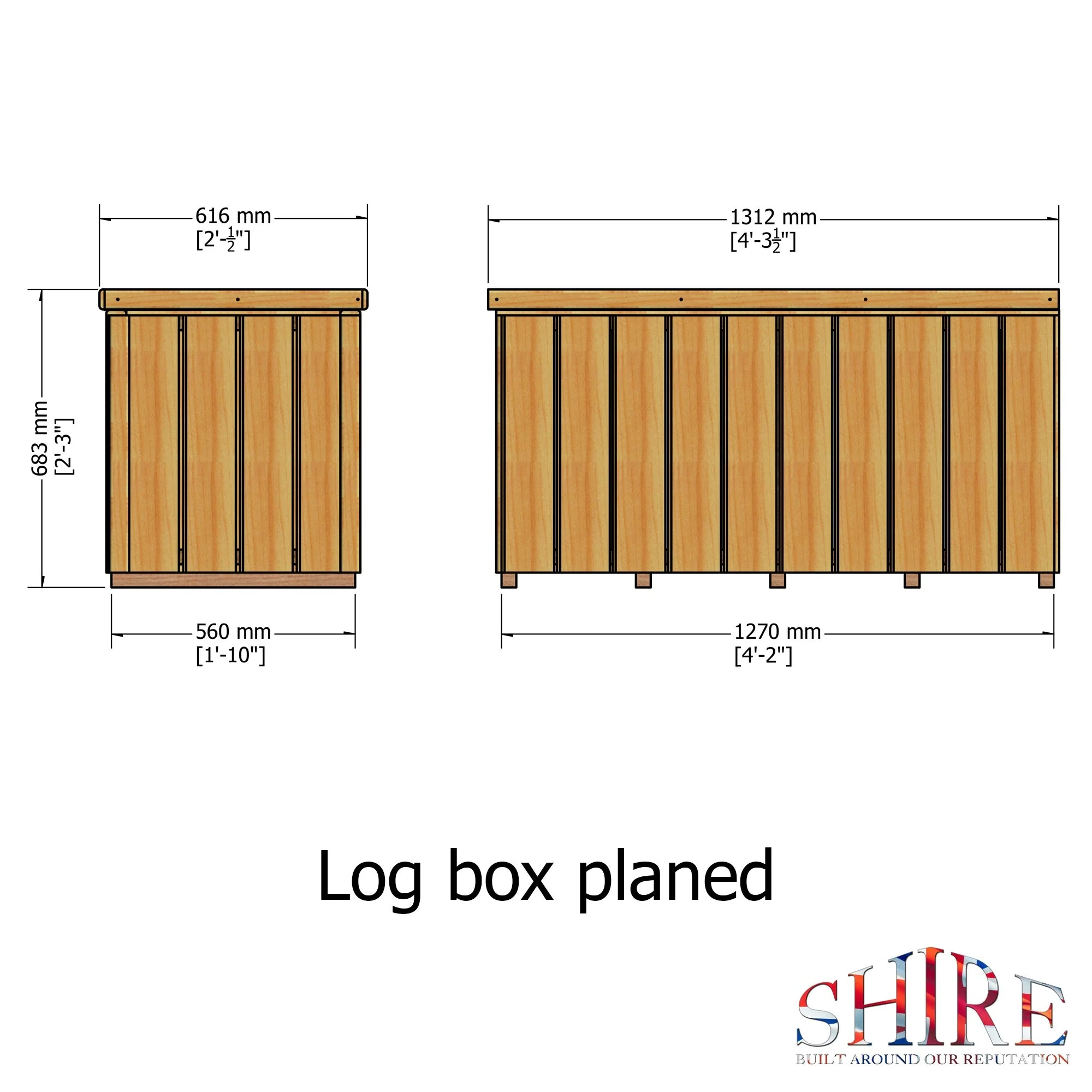 Shire Log Box 4' 3" x 2' Flat Log Store - Premium Pressure Treated Shiplap - Image 5