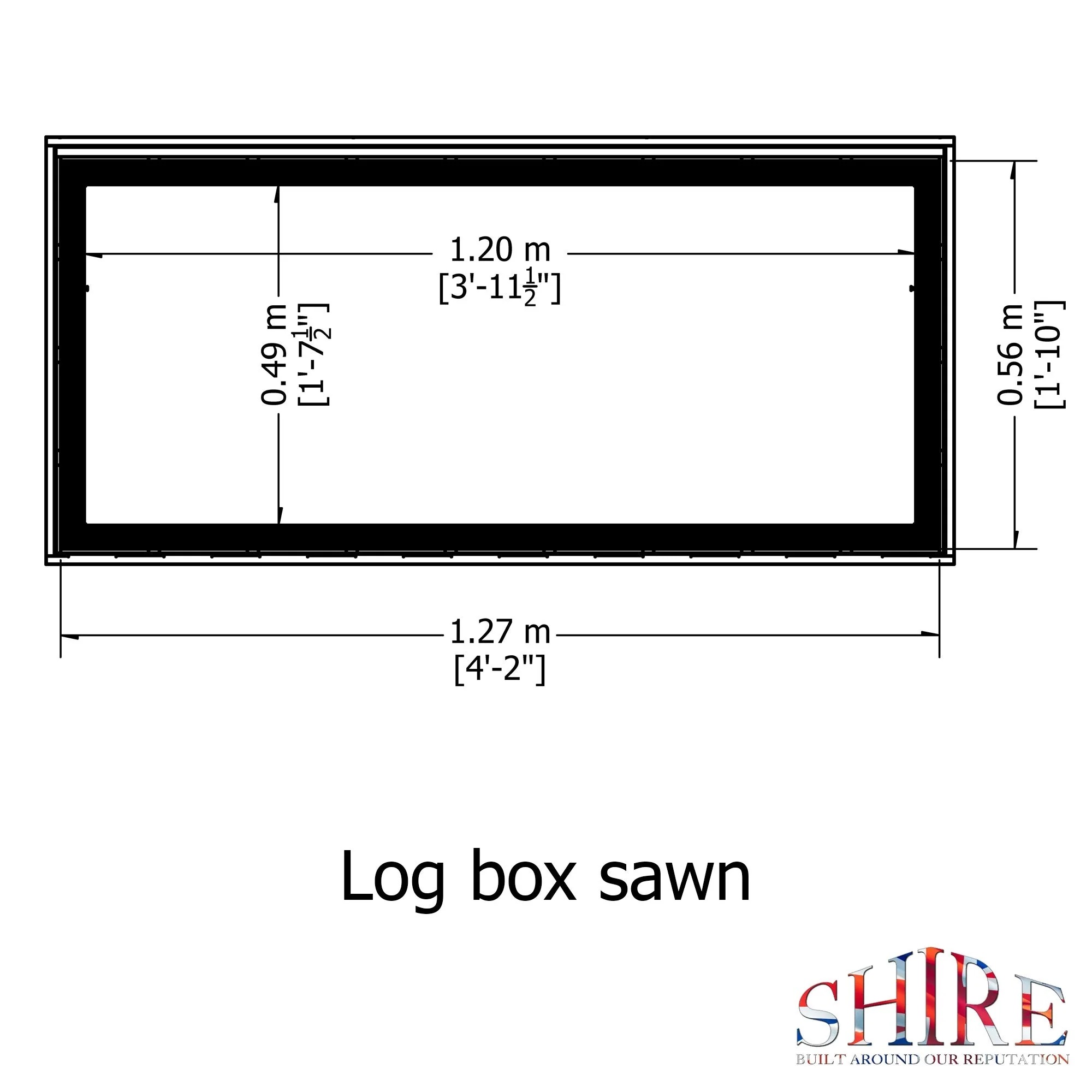 Shire Log Box 4' 3" x 2' Flat Log Store - Premium Pressure Treated Shiplap - Image 3