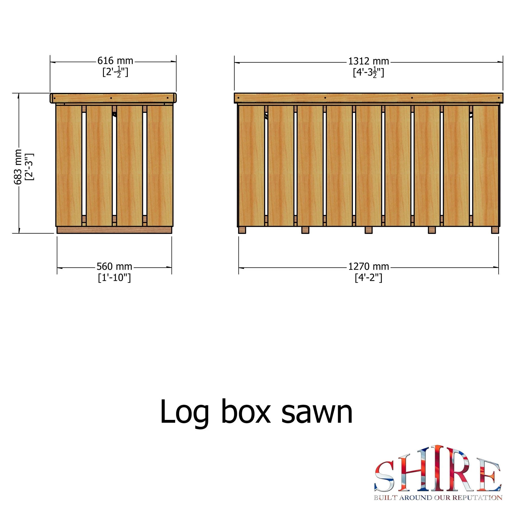Shire Log Box 4' 3" x 2' Flat Log Store - Premium Pressure Treated Shiplap - Image 4
