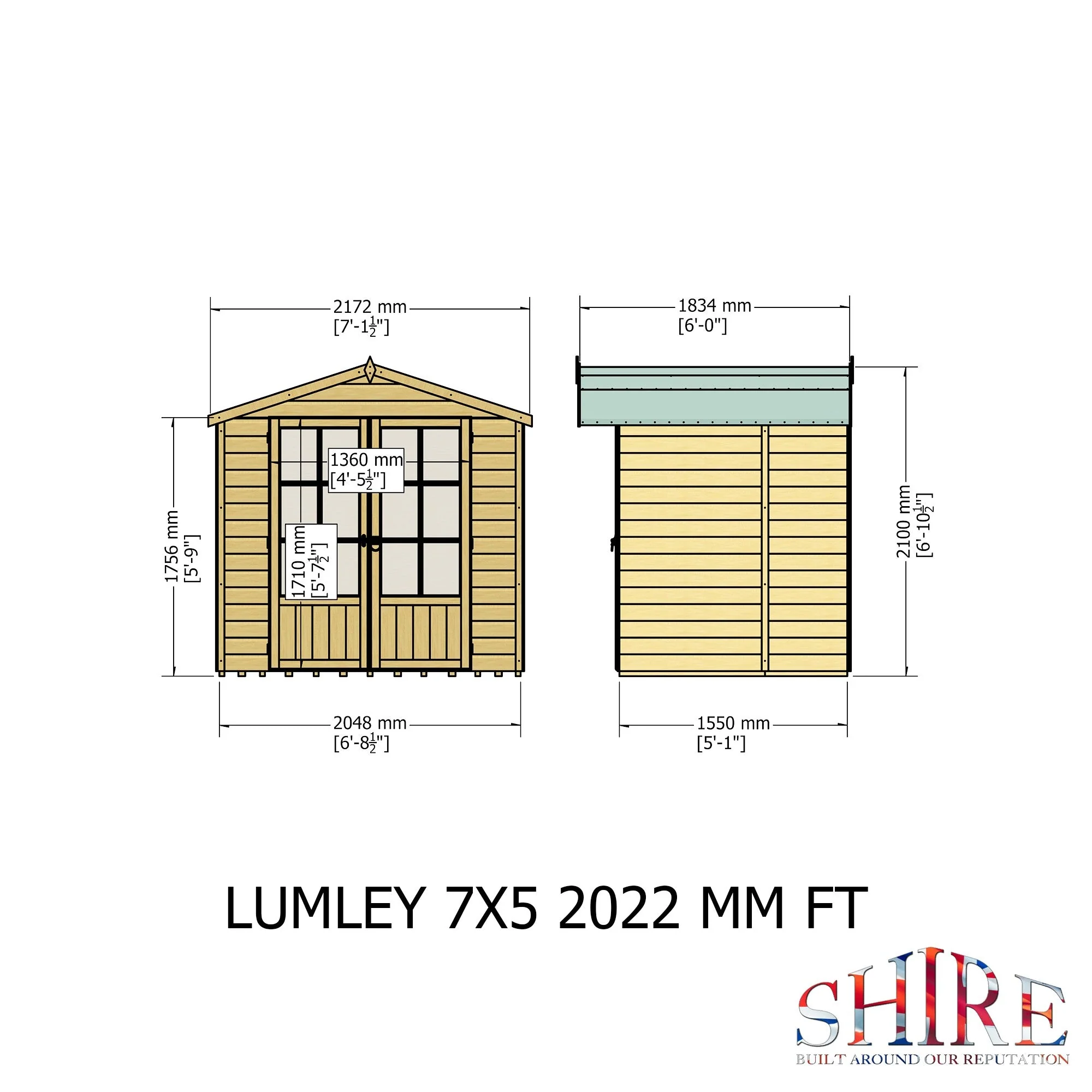 Lumley 4' 10" x 6' 8" Apex Summerhouse - Premium Dip Treated Shiplap - Image 4