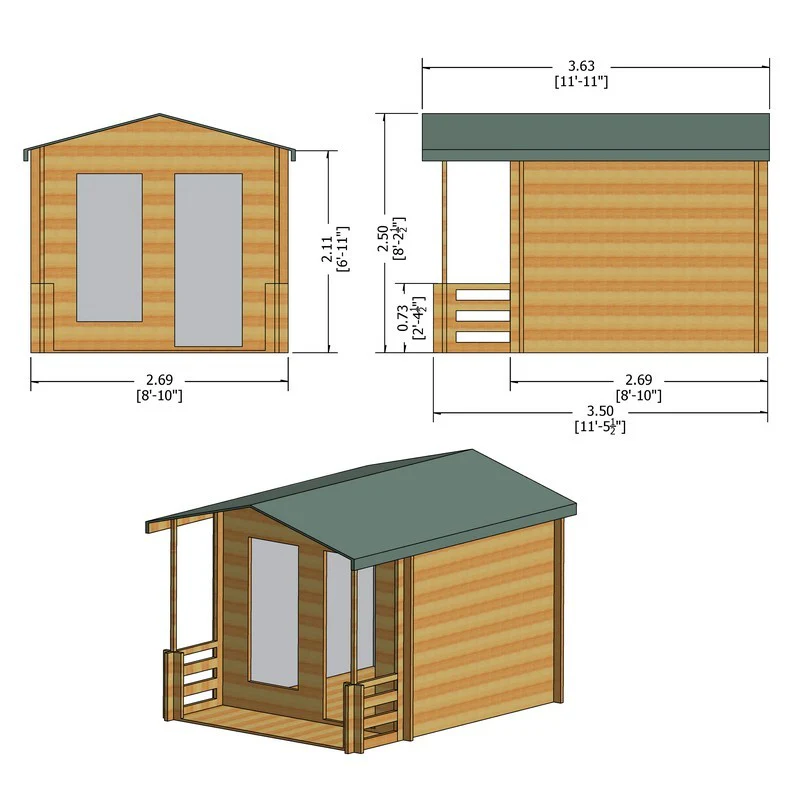 Shire Maulden 9' x 9' Apex Log Cabin - Budget 19mm Cladding Tongue & Groove - Image 10