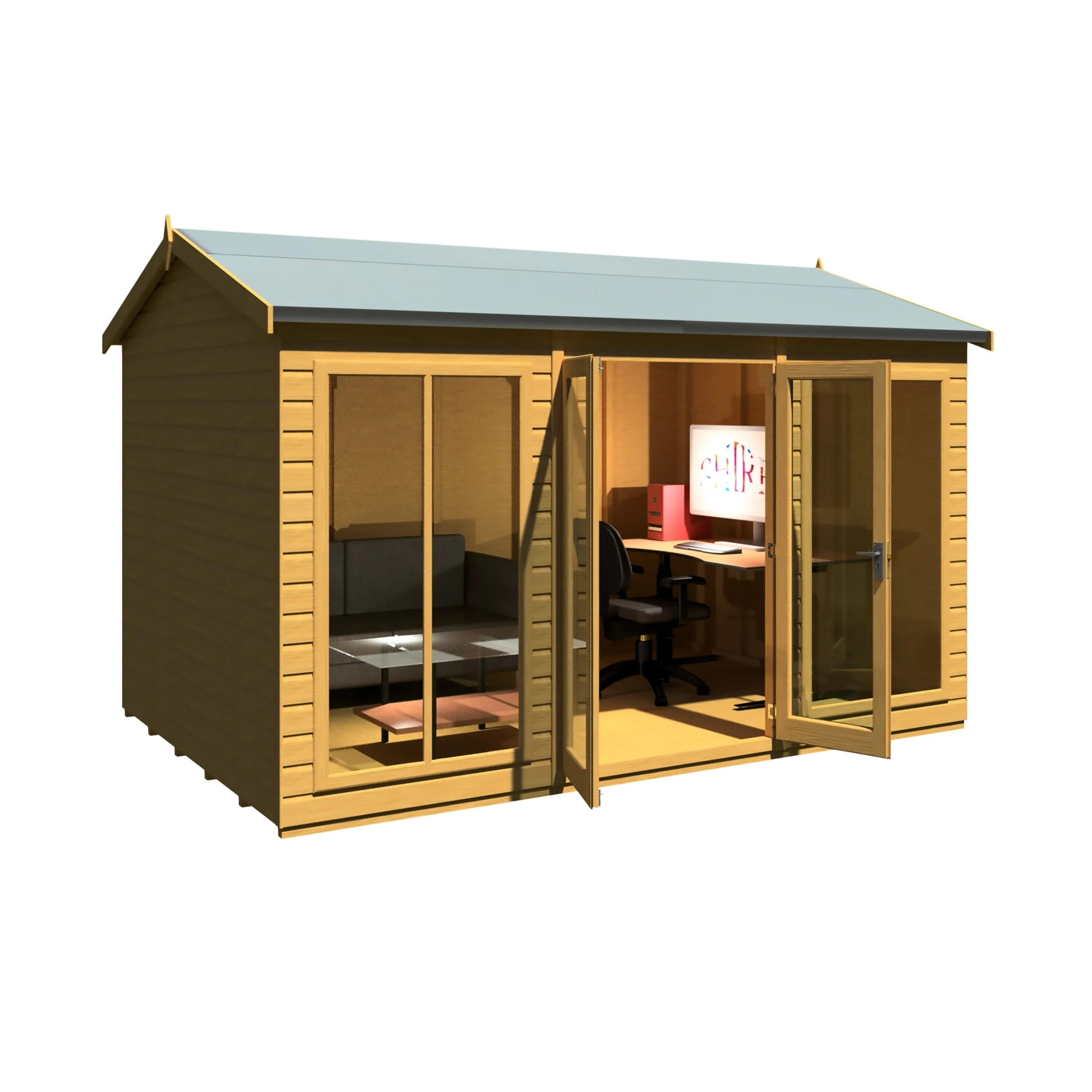 Shire Mayfield 7' 7" x 11' 8" Reverse Apex Summerhouse - Premium Dip Treated Shiplap - Image 6