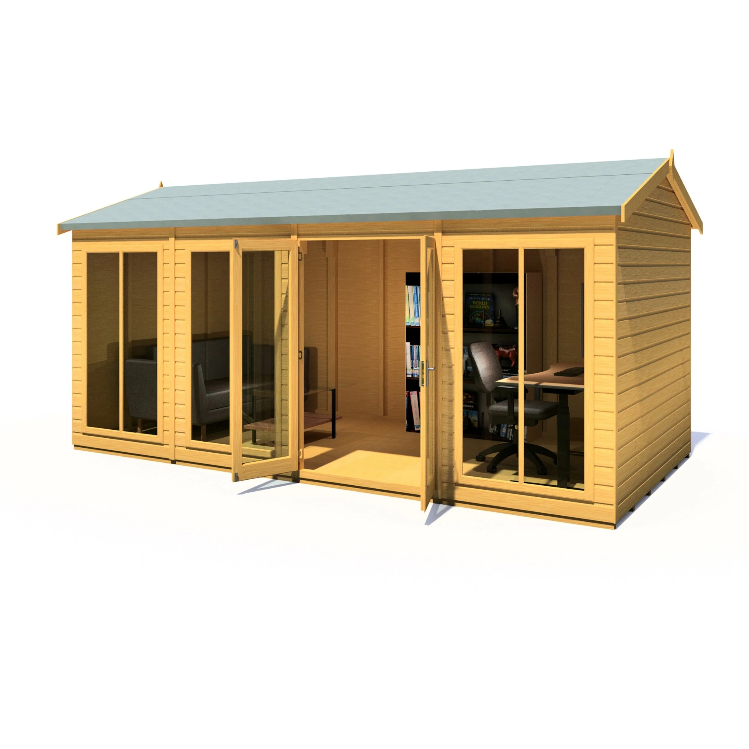 Shire Mayfield 7' 7" x 15' 7" Reverse Apex Summerhouse - Premium Dip Treated Shiplap - Image 9