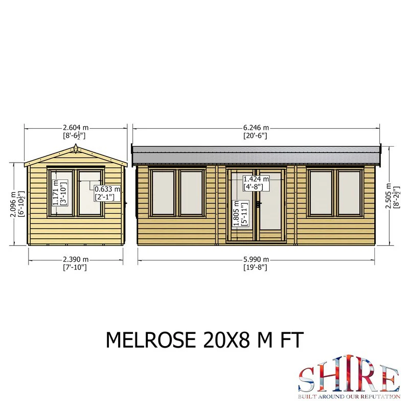 Shire Melrose 7' 10" x 19' 7" Reverse Apex Garden Office - Premium Coated Overlap - Image 11