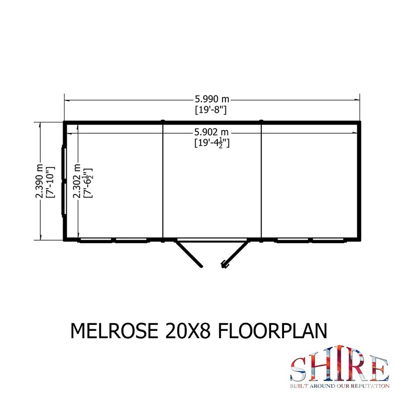 Shire Melrose 7' 10" x 19' 7" Reverse Apex Garden Office - Premium Coated Overlap - Image 7