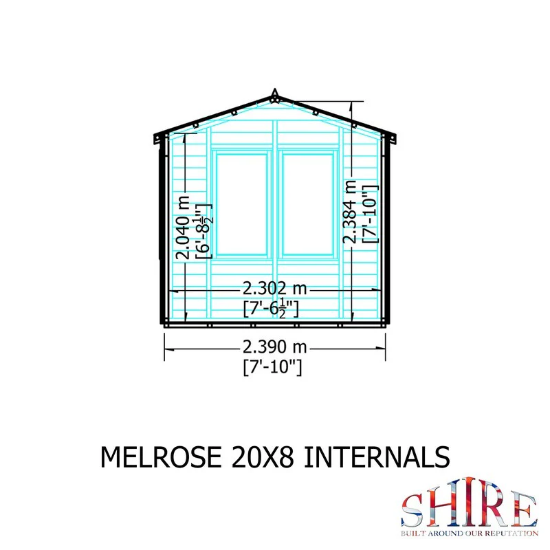 Shire Melrose 7' 10" x 19' 7" Reverse Apex Garden Office - Premium Coated Overlap - Image 8