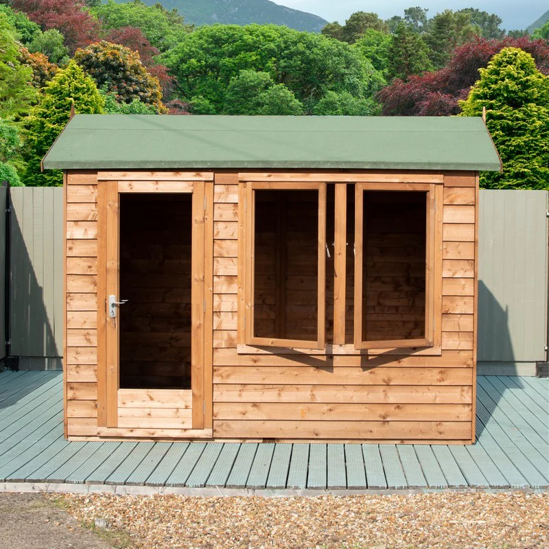 Shire Melrose 7' 10" x 9' 9" Reverse Apex Garden Office - Premium Coated Overlap - Image 3