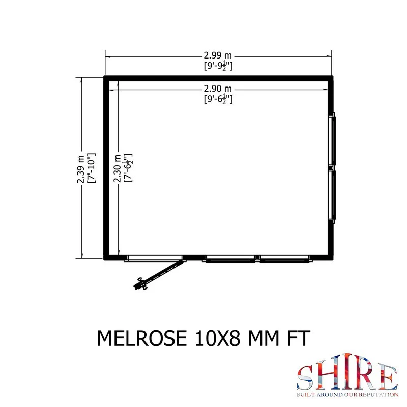 Shire Melrose 7' 10" x 9' 9" Reverse Apex Garden Office - Premium Coated Overlap - Image 7