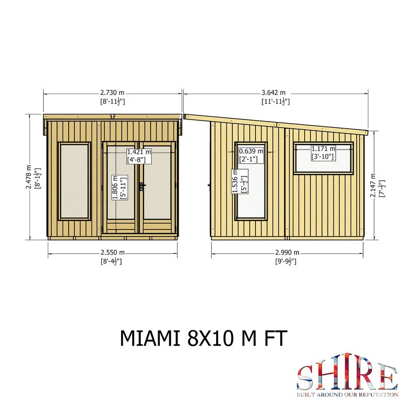 Shire Miami 9' 9" x 8' 4" Pent Summerhouse - Premium Dip Treated Shiplap - Image 9