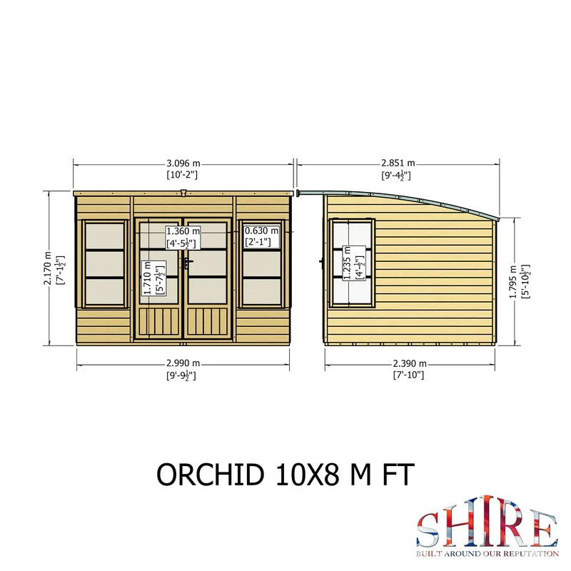 Shire Orchid 7' 7" x 9' 9" Curved Summerhouse - Premium Dip Treated Shiplap - Image 9