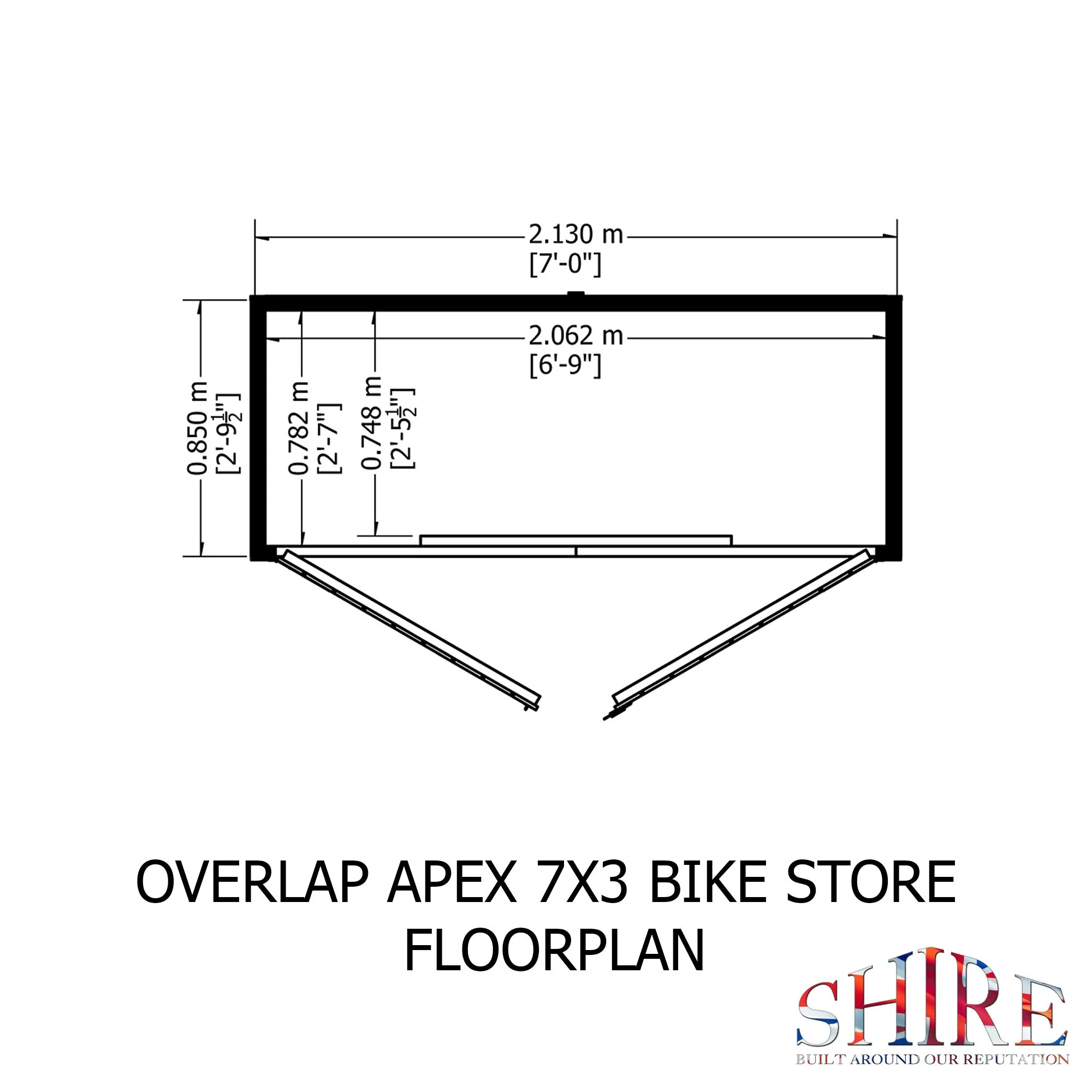 Shire Overlap Garden Bike Storage Unit (7' x 3') - Image 3