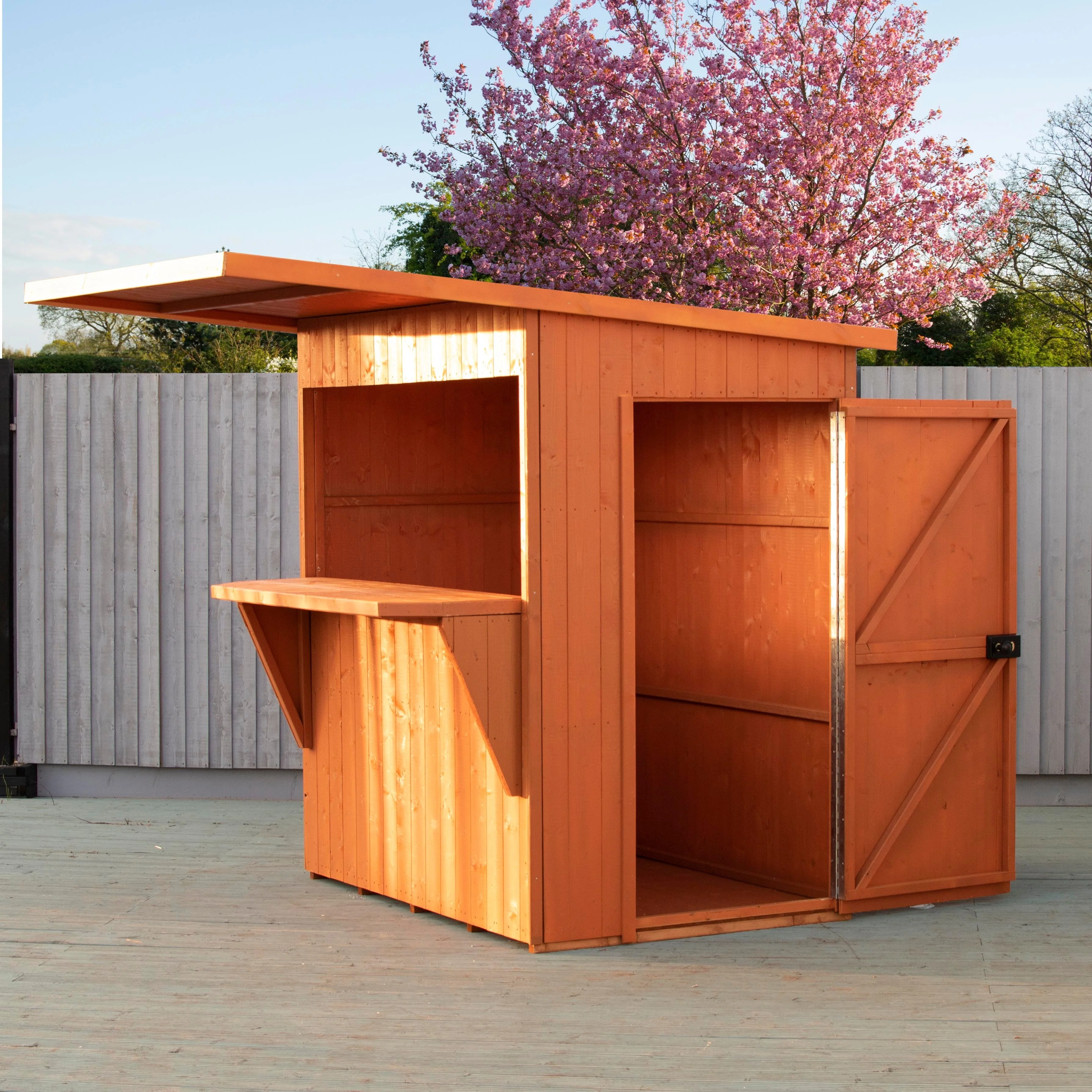 Paradise 3' 8" x 5' 10" Pent Garden Bar - Premium Dip Treated Shiplap - Image 8