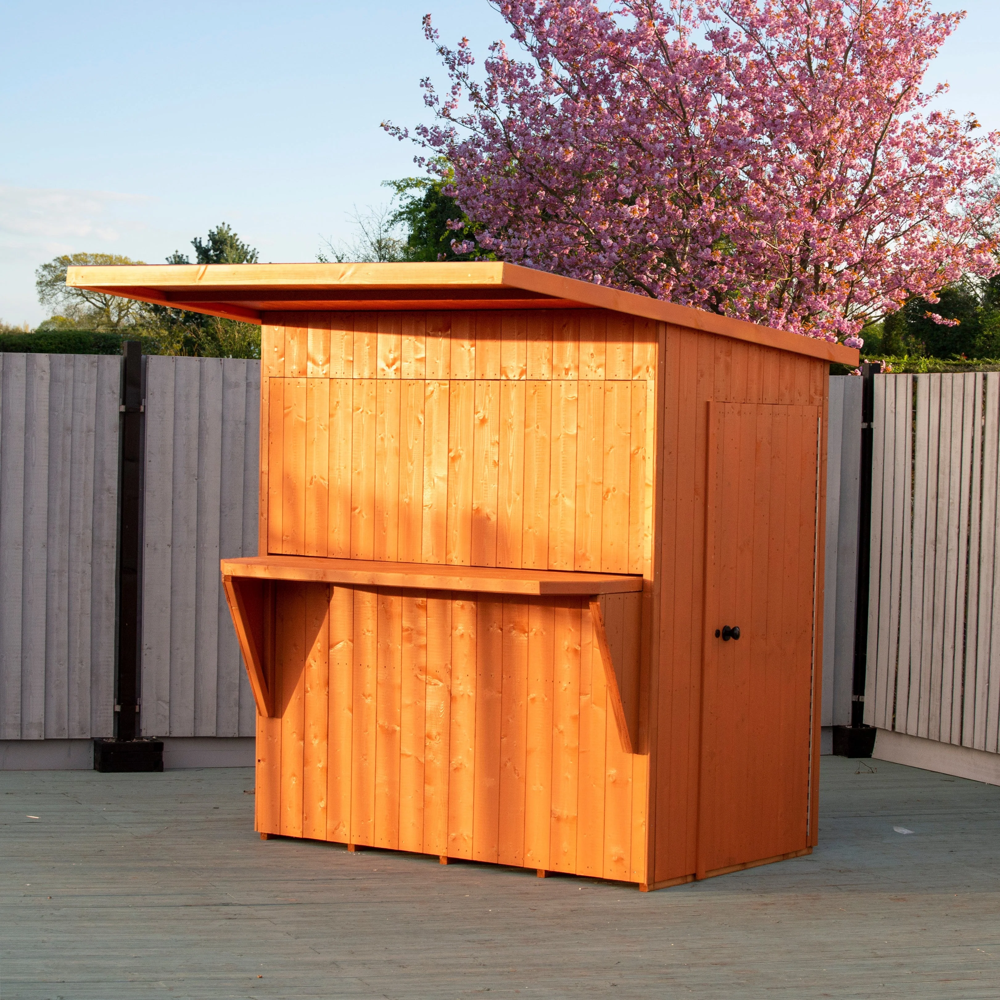 Paradise 3' 8" x 5' 10" Pent Garden Bar - Premium Dip Treated Shiplap - Image 9