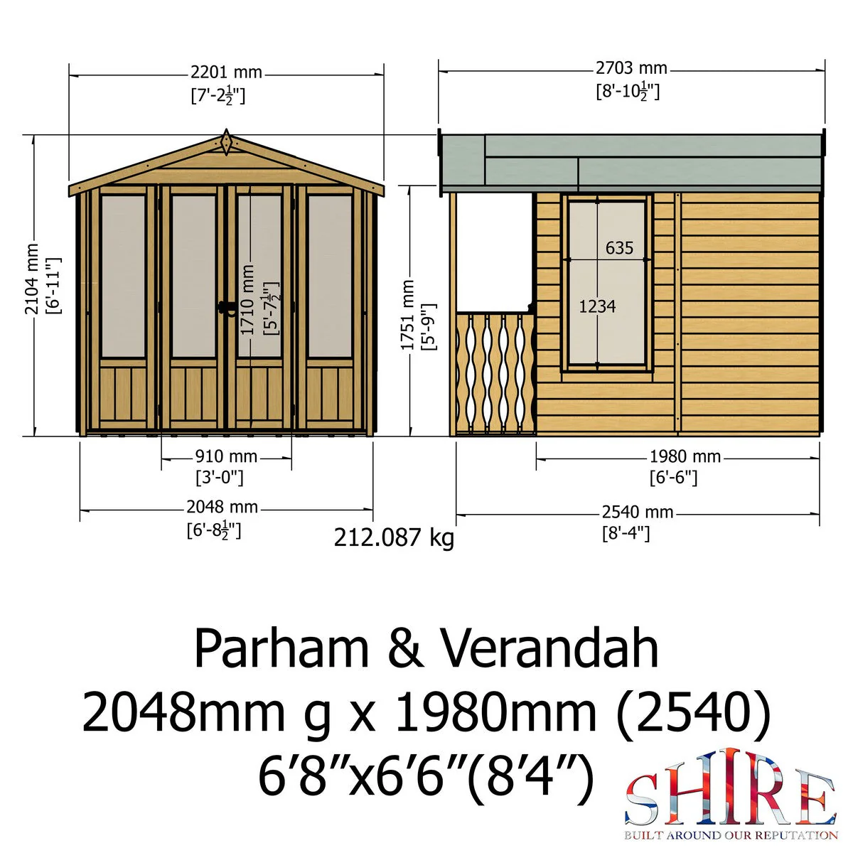 Shire Parham 6' 3" x 6' 8" Apex Summerhouse - Premium Dip Treated Shiplap - Image 4