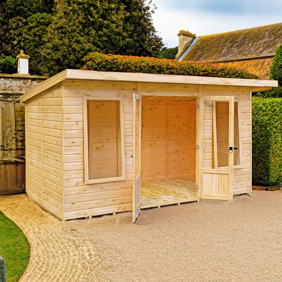 Shire Peony 5' 9" x 11' 9" Pent Summerhouse - Premium Dip Treated Shiplap - Image 3