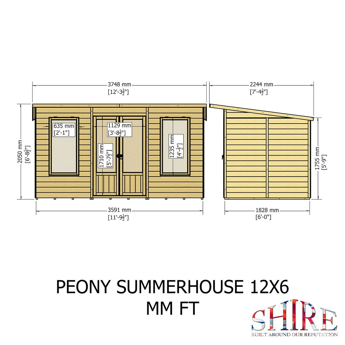 Shire Peony 5' 9" x 11' 9" Pent Summerhouse - Premium Dip Treated Shiplap - Image 8