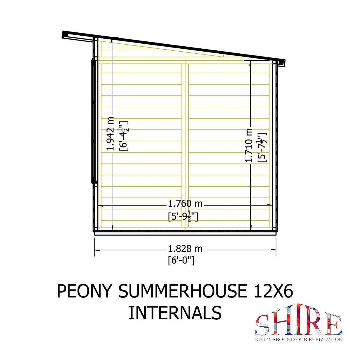 Shire Peony 5' 9" x 11' 9" Pent Summerhouse - Premium Dip Treated Shiplap - Image 9