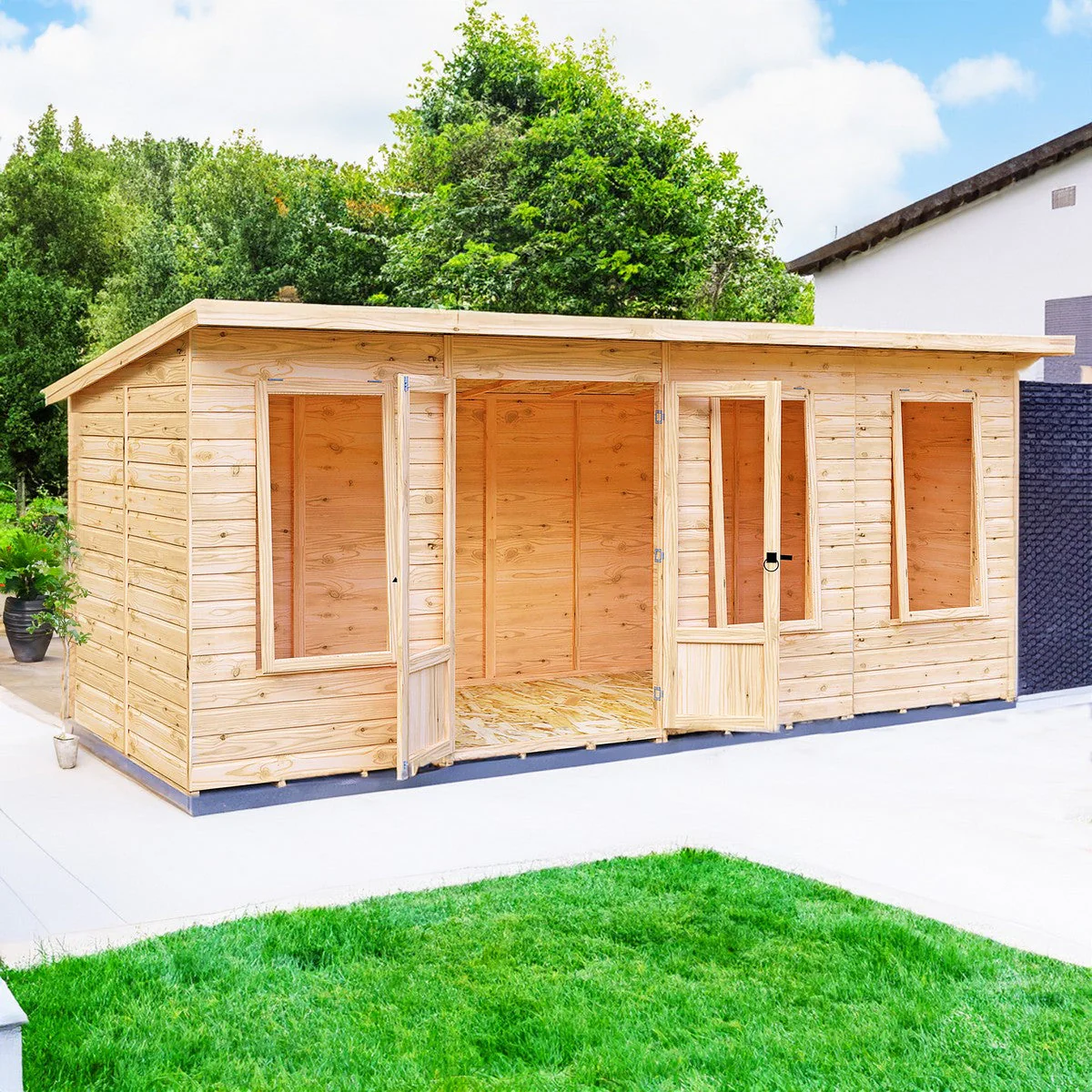 Shire Peony 5' 9" x 15' 8" Pent Summerhouse - Premium Dip Treated Shiplap - Image 3