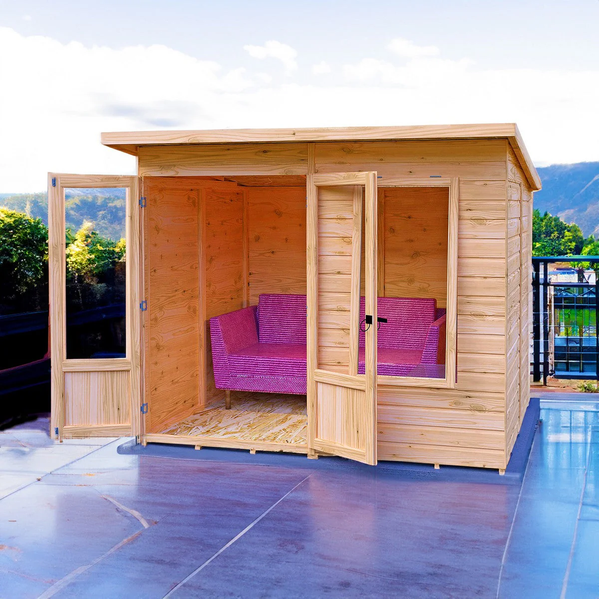 Shire Peony 5' 9" x 7' 10" Pent Summerhouse - Premium Dip Treated Shiplap - Image 3