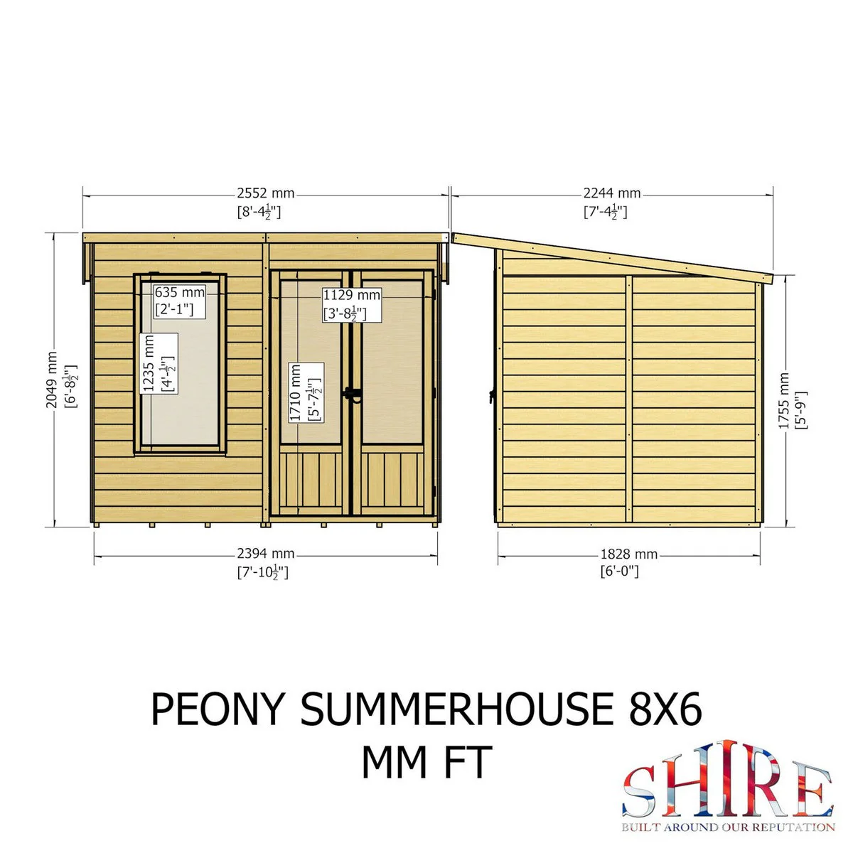 Shire Peony 5' 9" x 7' 10" Pent Summerhouse - Premium Dip Treated Shiplap - Image 6