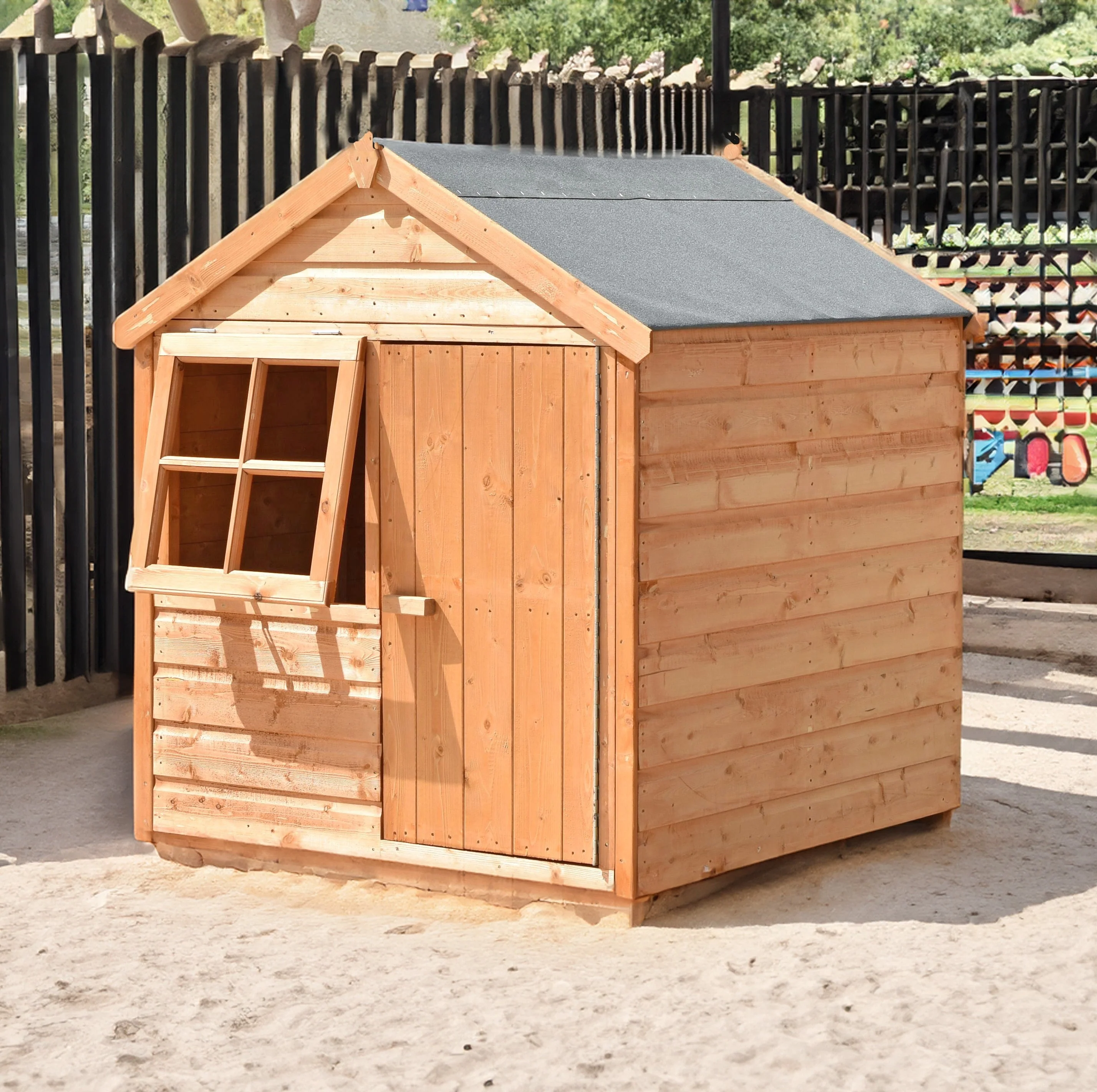 Playhut 3' 8" x 3' 10" Apex Children's Playhouse - Premium Dip Treated Shiplap - Image 2