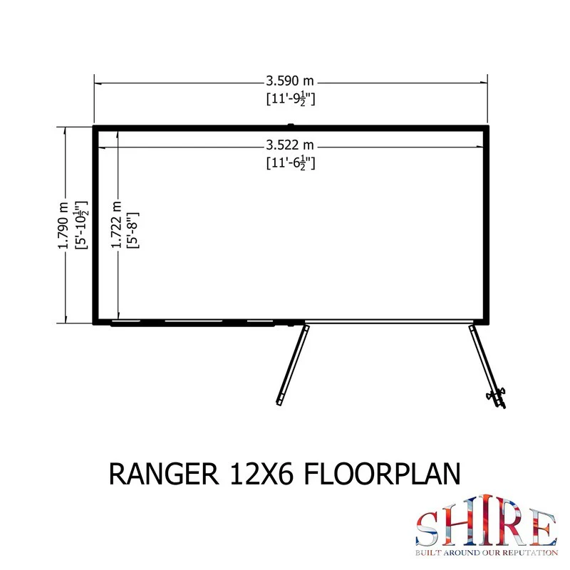Shire Ranger 5' 10" x 11' 9" Pent Shed - Classic Coated Shiplap - Image 7