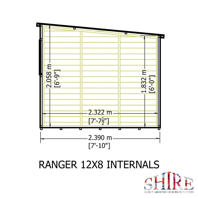 Shire Ranger 7' 10" x 11' 9" Pent Shed - Premium Coated Shiplap - Image 10