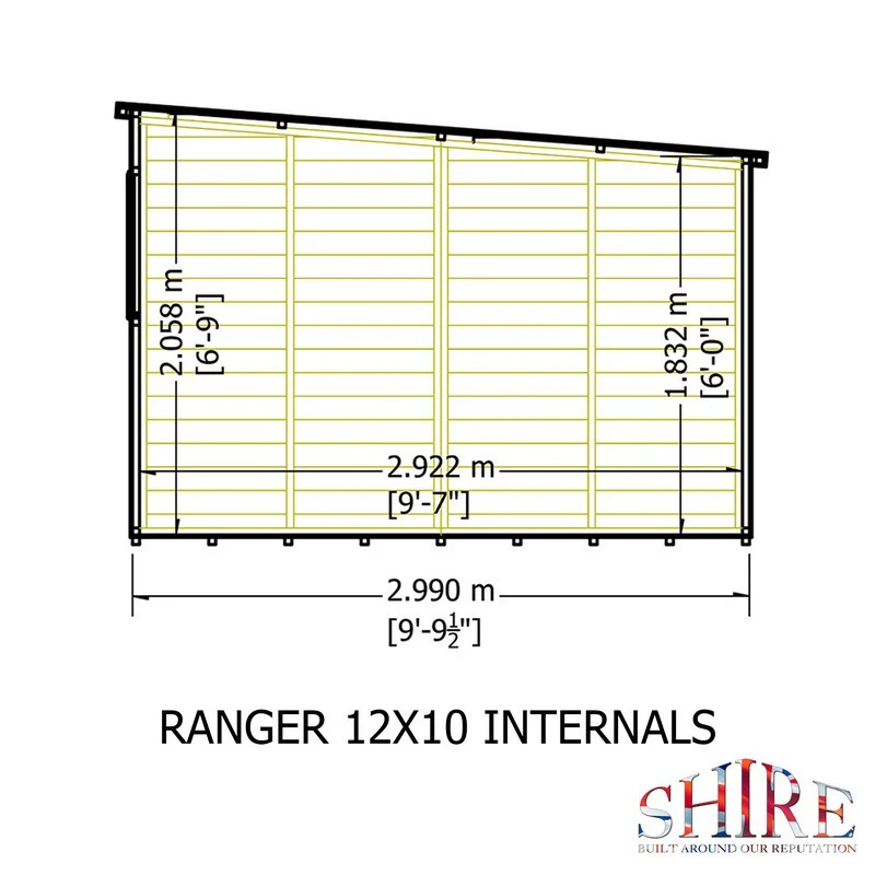 Shire Ranger 9' 9" x 11' 9" Pent Shed - Premium Coated Shiplap - Image 10