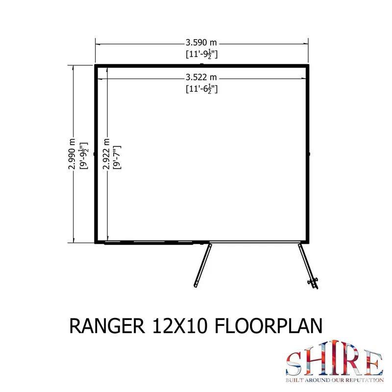 Shire Ranger 9' 9" x 11' 9" Pent Shed - Premium Coated Shiplap - Image 7
