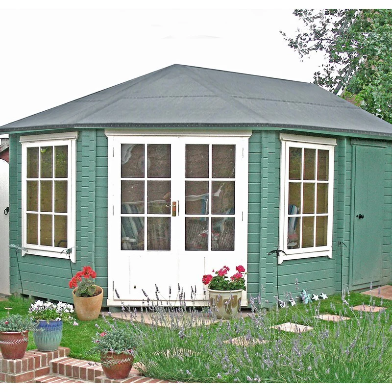 Shire Rowney 14' x 10' Hexagonal Hip Log Cabin - Premium 28mm Cladding Tongue & Groove - Image 2