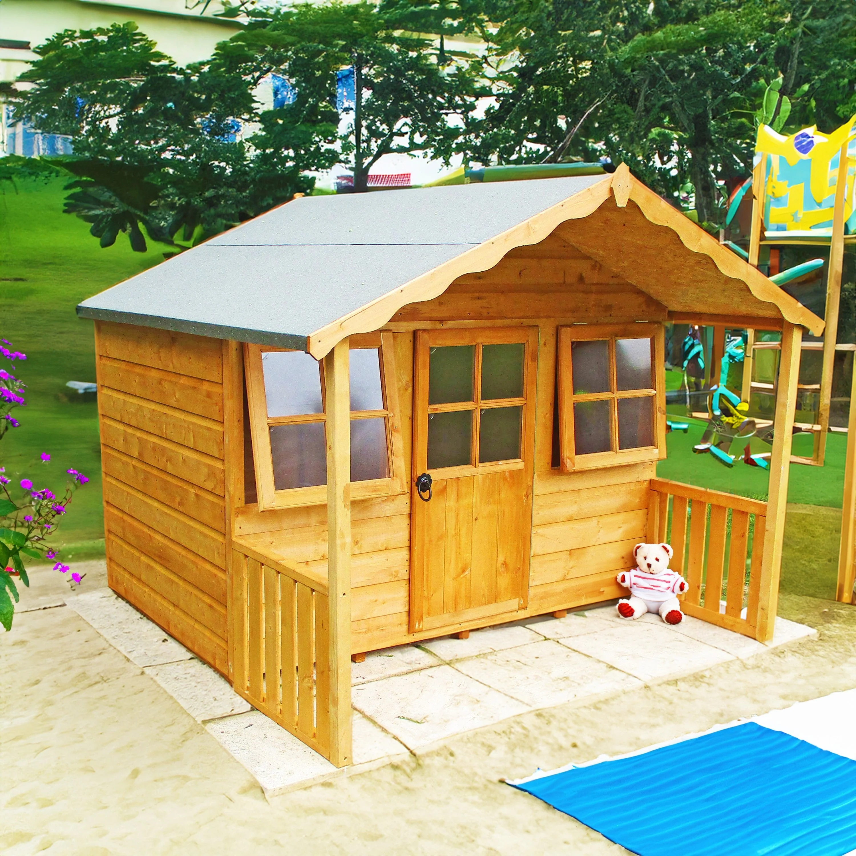 Stork 3' 8" x 5' 10" Apex Children's Playhouse - Premium Dip Treated Shiplap - Image 2