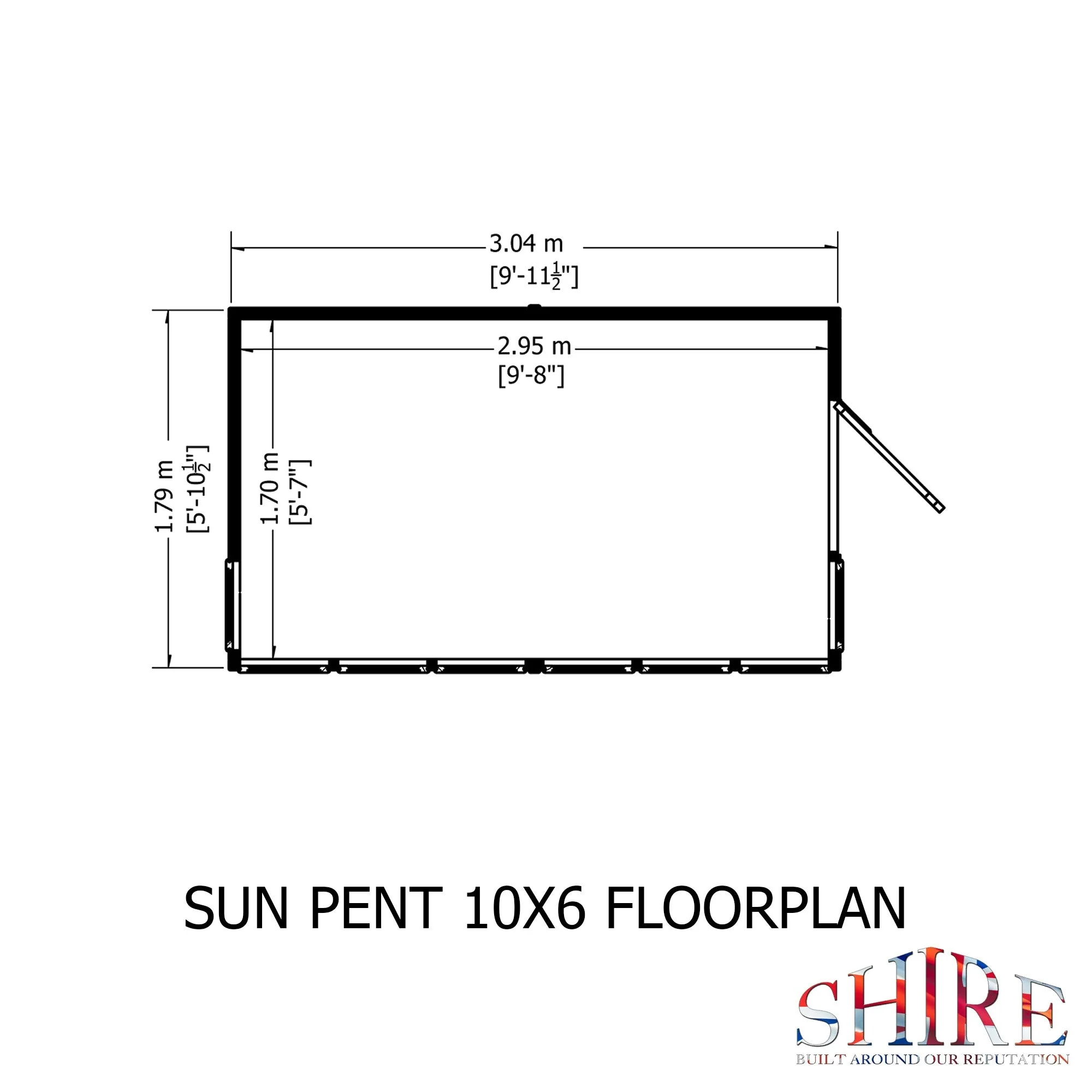 Sun 5' 7" x 9' 11" Pent Potting Shed - Premium Dip Treated Shiplap - Image 3