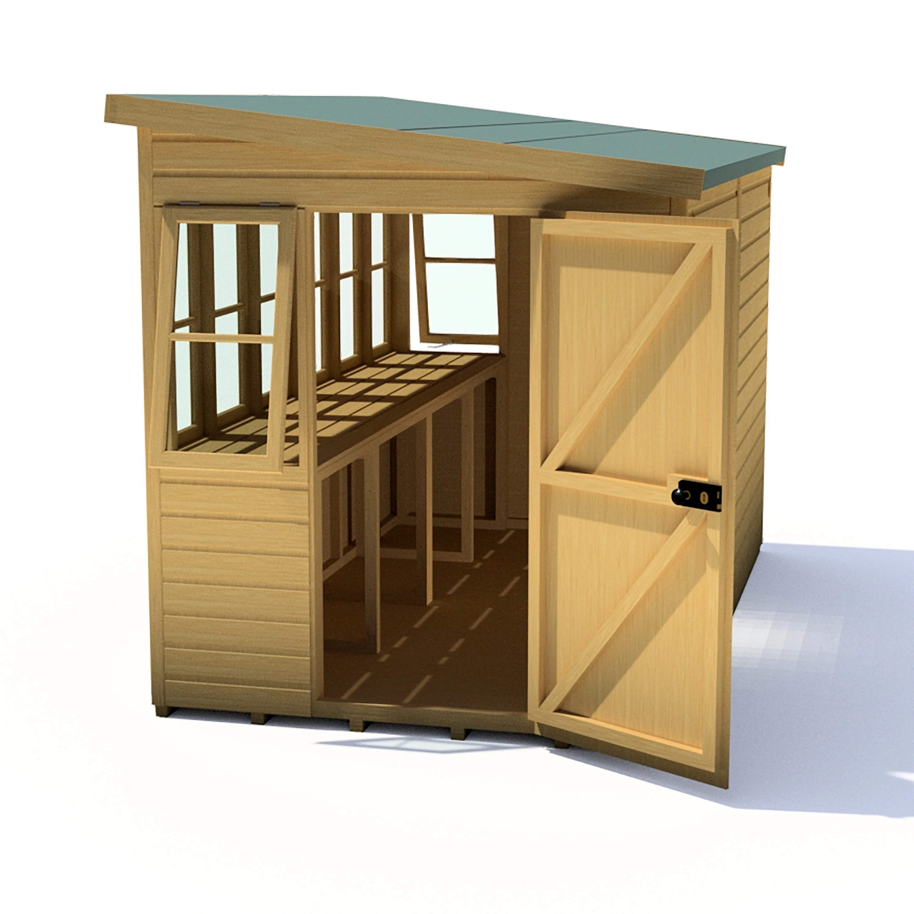 Sun 5' 7" x 9' 11" Pent Potting Shed - Premium Dip Treated Shiplap - Image 6