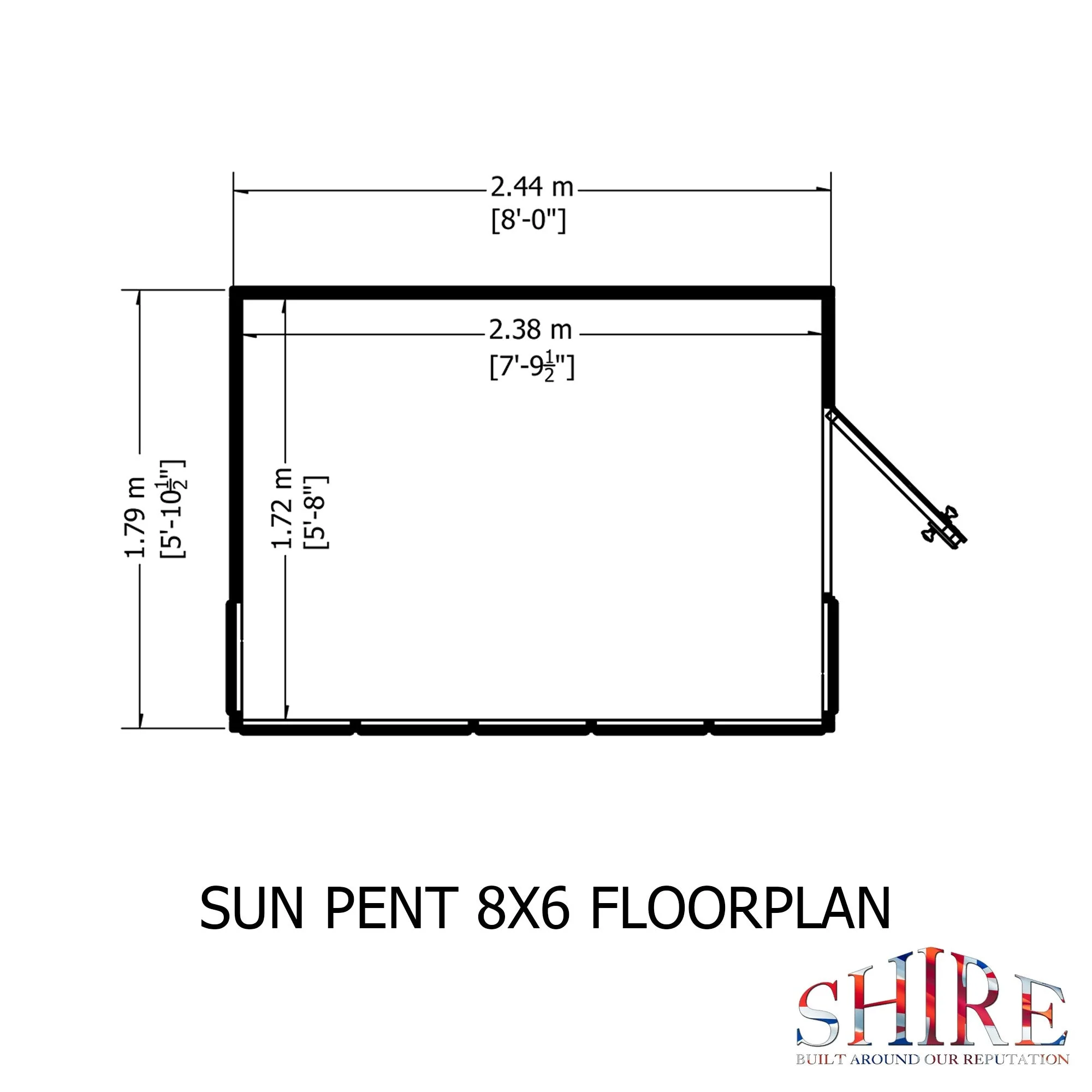 Sun 5' 7" x 8' Pent Potting Shed - Premium Dip Treated Shiplap - Image 3