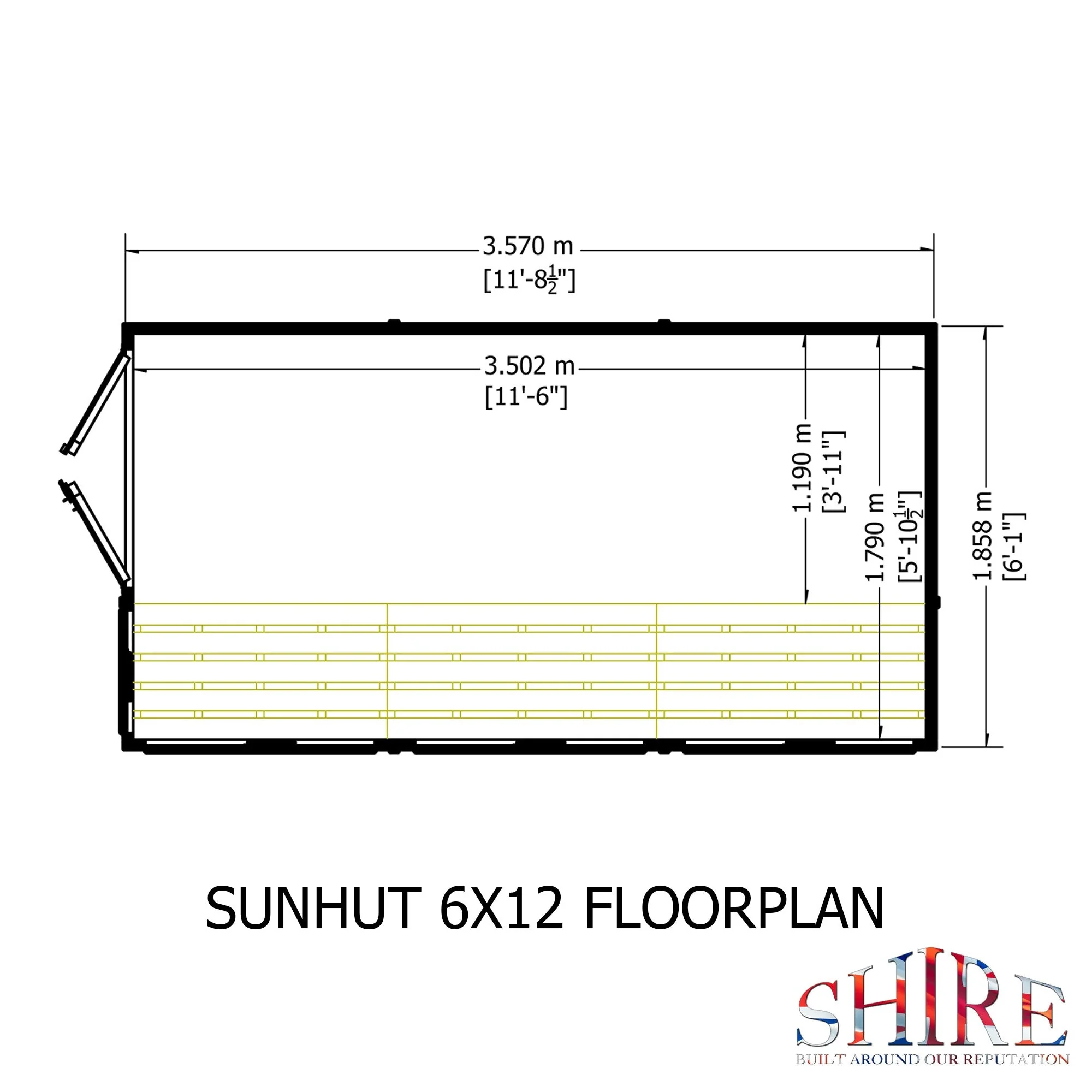 Shire Sun Hut 11' 5" x 6' 1" Apex Potting Shed - Premium Coated Shiplap - Image 3