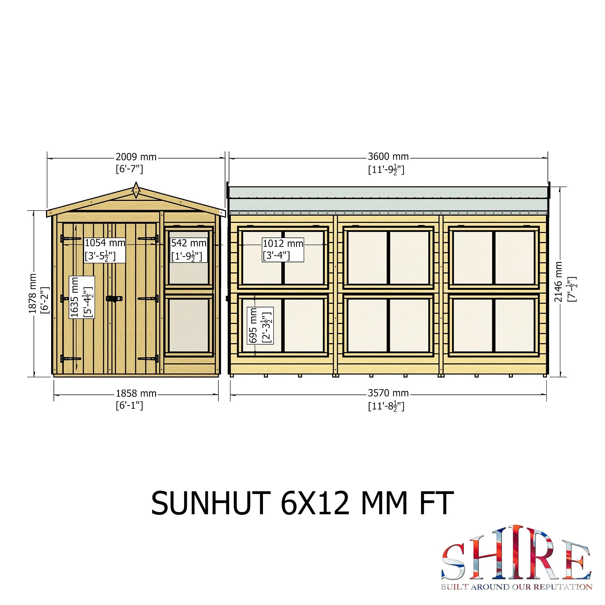 Shire Sun Hut 11' 5" x 6' 1" Apex Potting Shed - Premium Coated Shiplap - Image 4