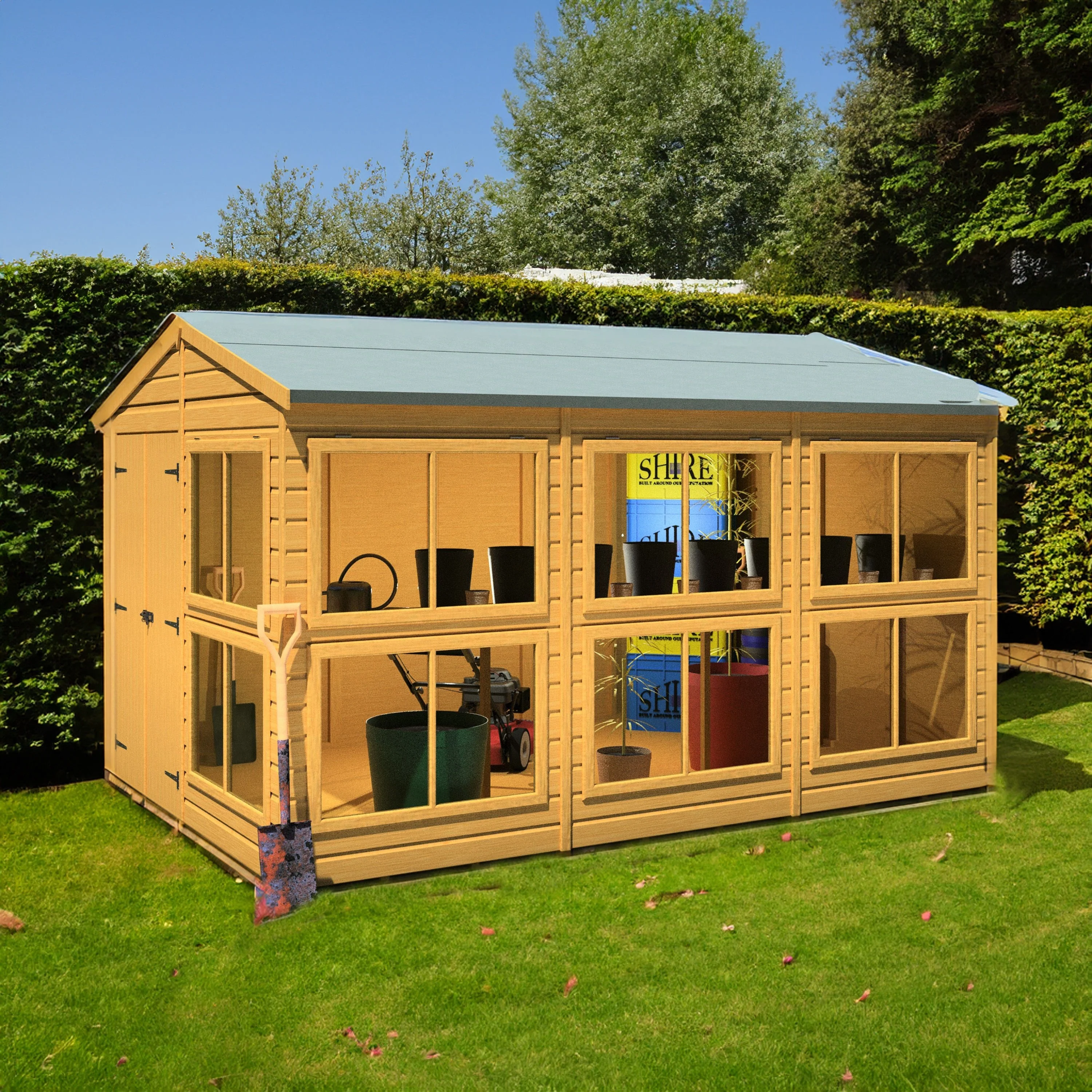 Shire Sun Hut 11' 5" x 8' Apex Potting Shed - Premium Coated Shiplap - Image 5
