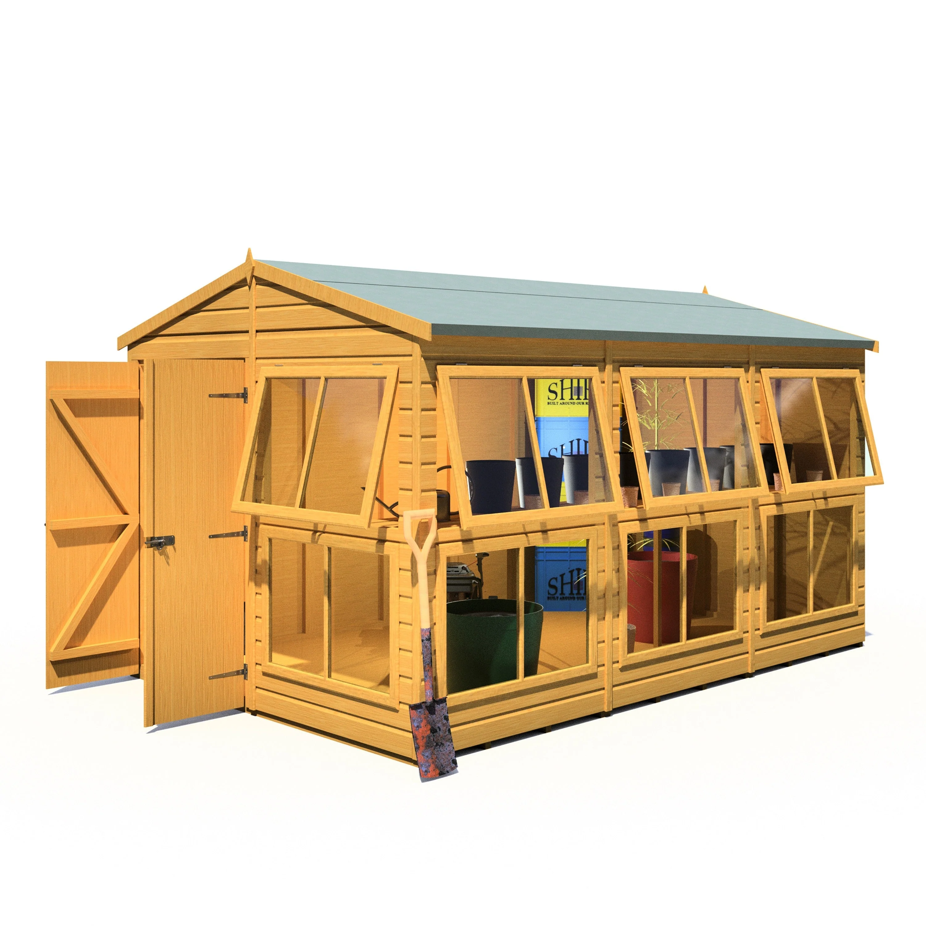 Shire Sun Hut 11' 5" x 8' Apex Potting Shed - Premium Coated Shiplap - Image 9