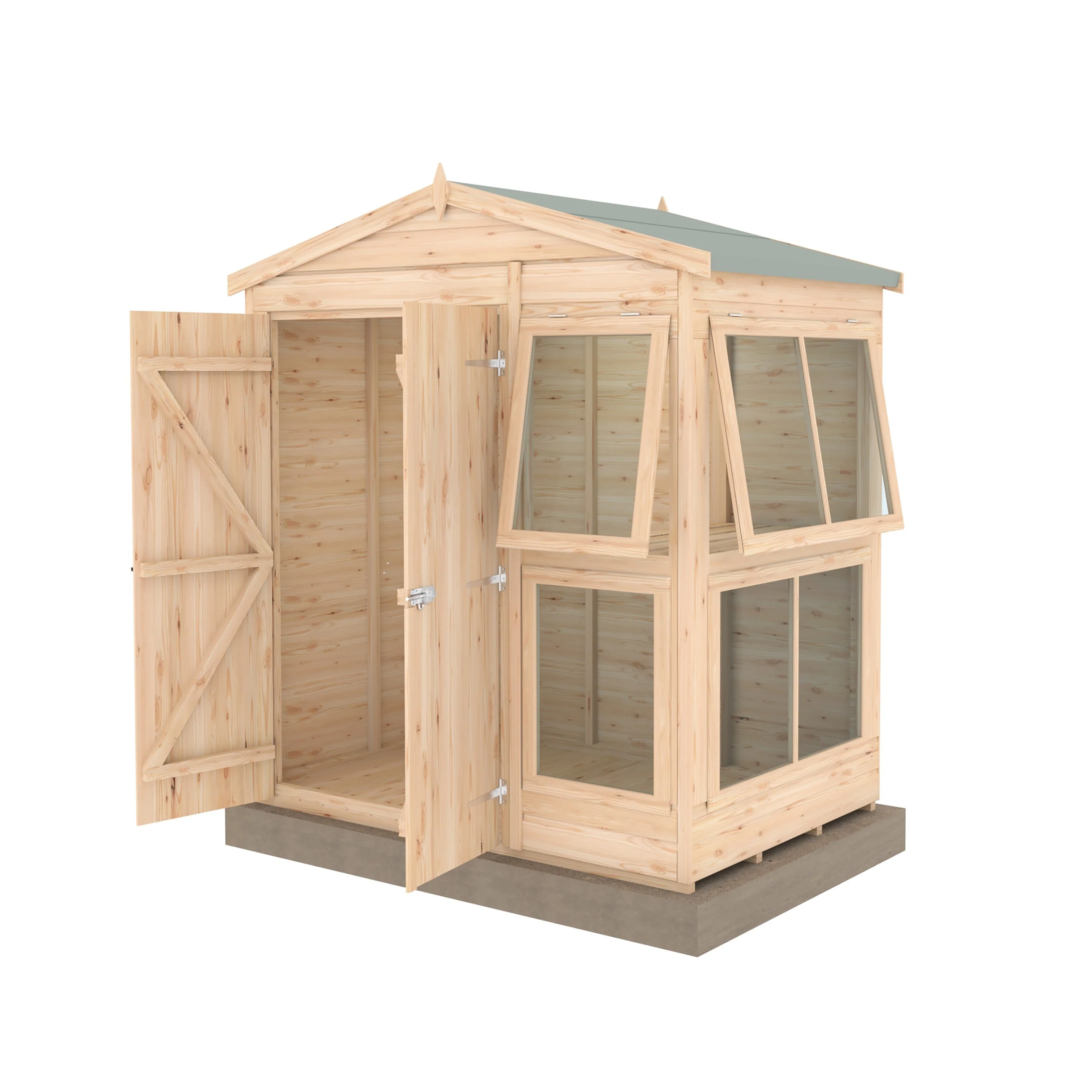 Shire Sun Hut 3' 8" x 6' 1" Apex Potting Shed - Classic Coated Shiplap - Image 2