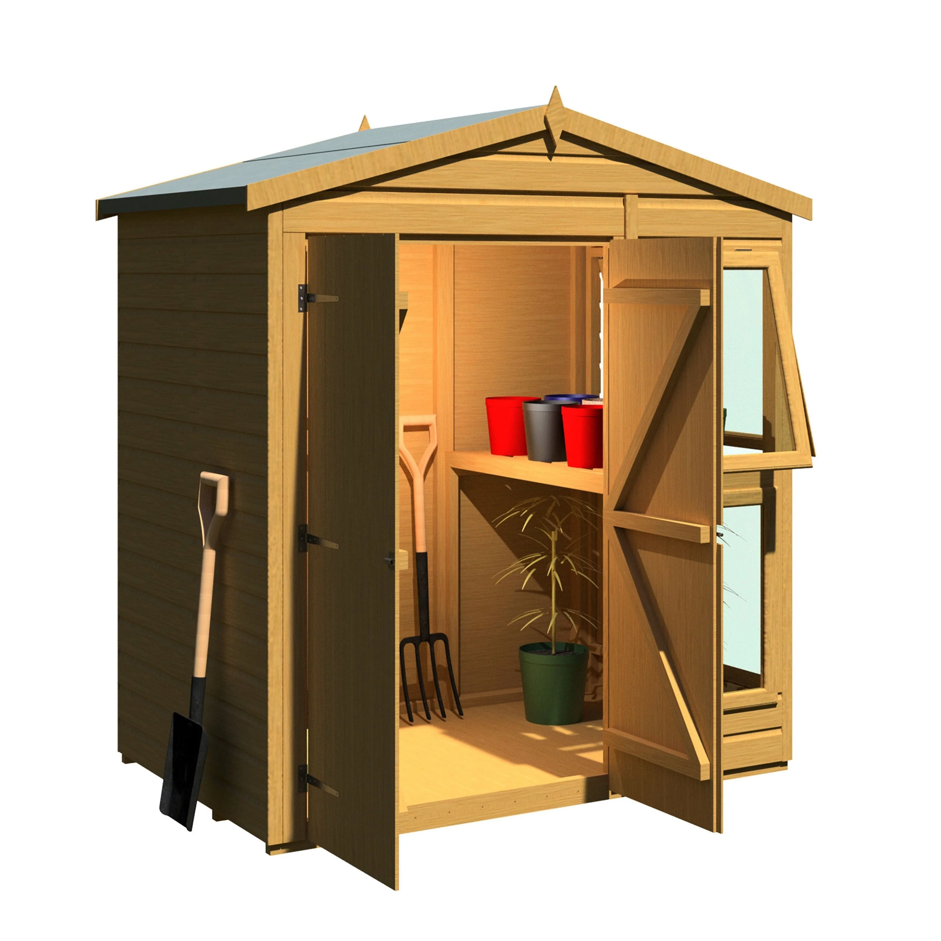 Shire Sun Hut 3' 8" x 6' 1" Apex Potting Shed - Classic Coated Shiplap - Image 6