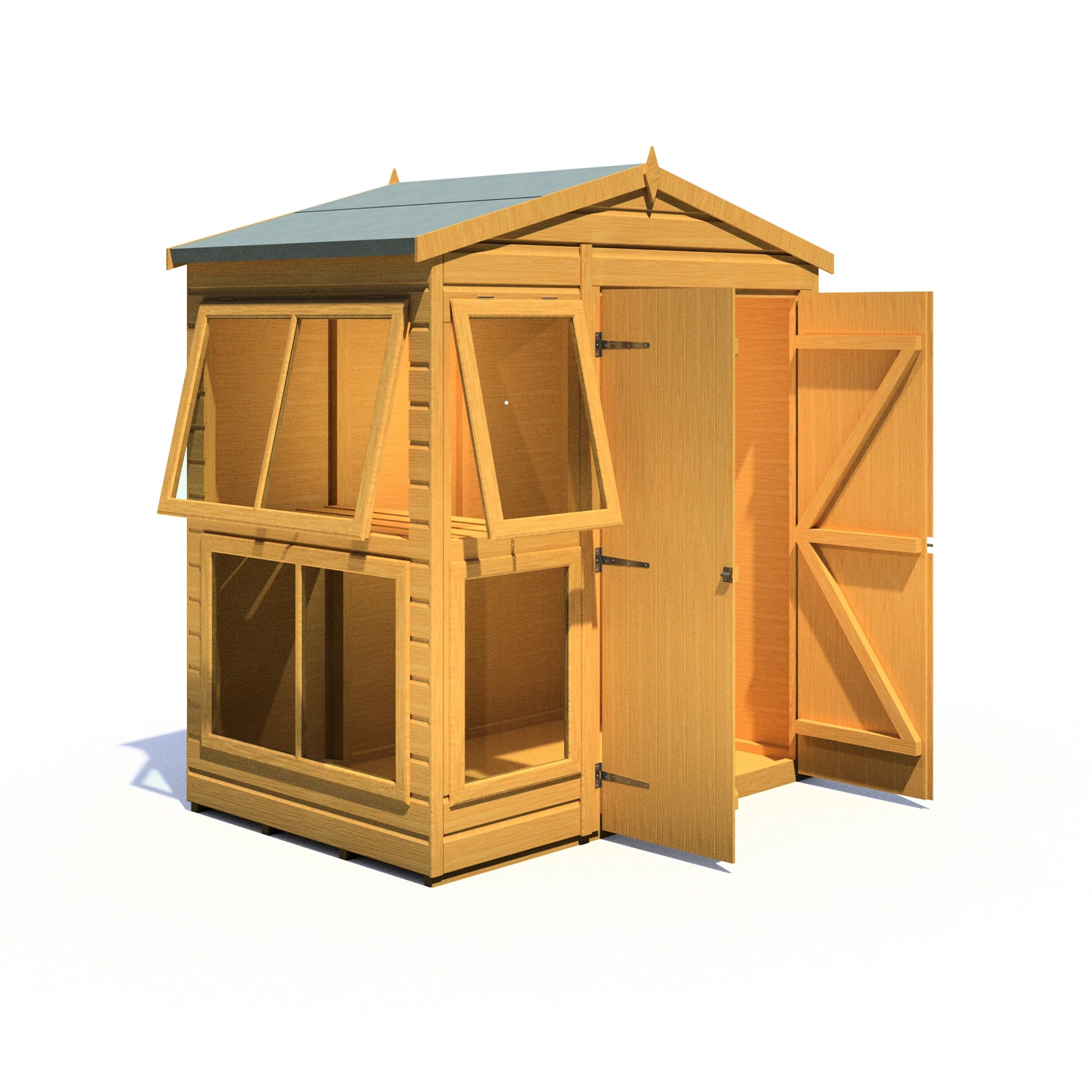 Shire Sun Hut 3' 8" x 6' 1" Apex Potting Shed - Classic Coated Shiplap - Image 7