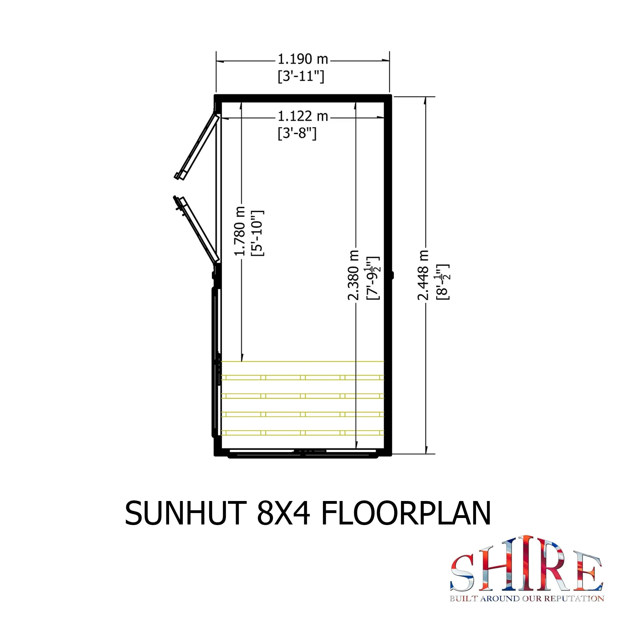 Shire Sun Hut 3' 8" x 8' Apex Potting Shed - Classic Coated Shiplap - Image 3