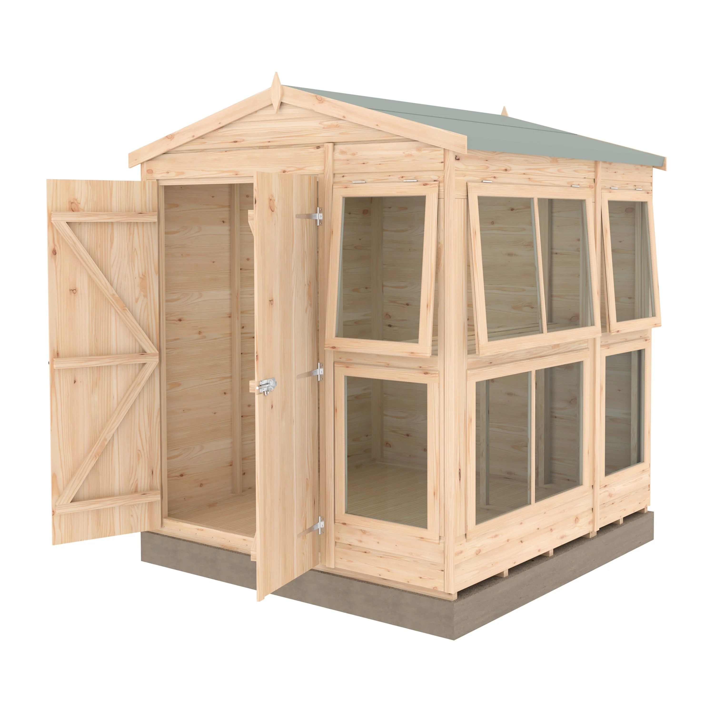 Shire Sun Hut 5' 7" x 6' 1" Apex Potting Shed - Classic Coated Shiplap - Image 2