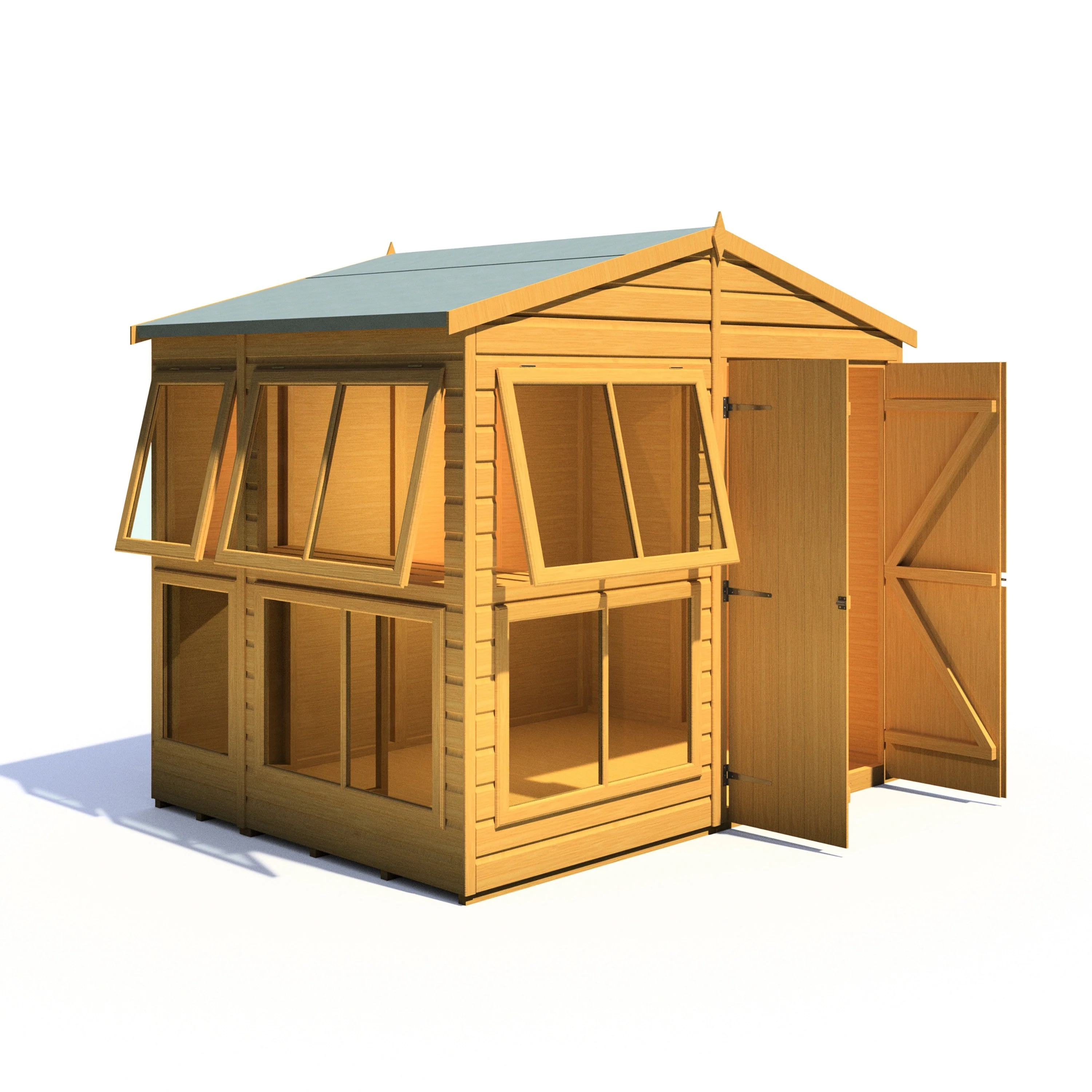 Shire Sun Hut 5' 7" x 8' Apex Potting Shed - Classic Coated Shiplap - Image 11