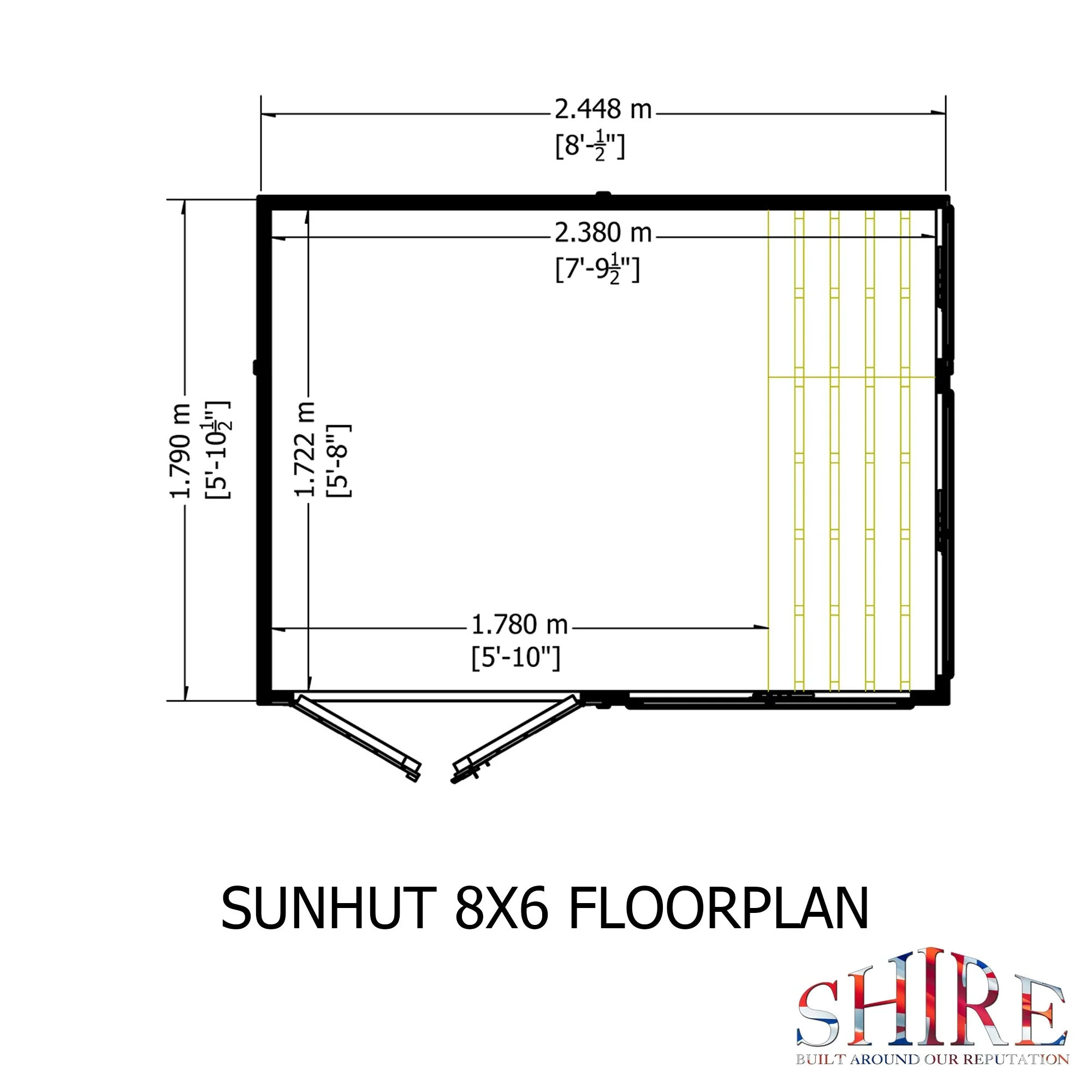 Shire Sun Hut 5' 7" x 8' Apex Potting Shed - Classic Coated Shiplap - Image 3