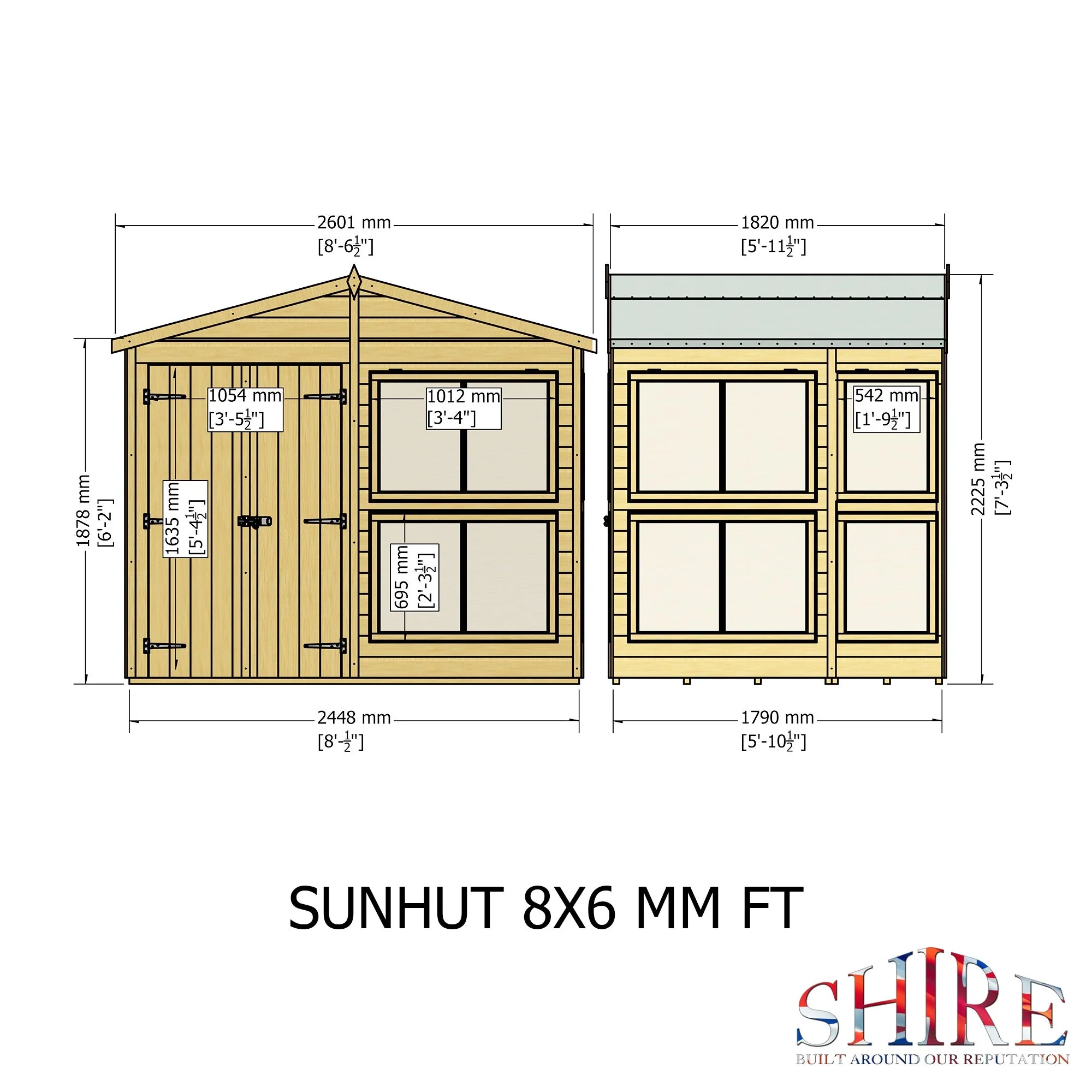 Shire Sun Hut 5' 7" x 8' Apex Potting Shed - Classic Coated Shiplap - Image 4