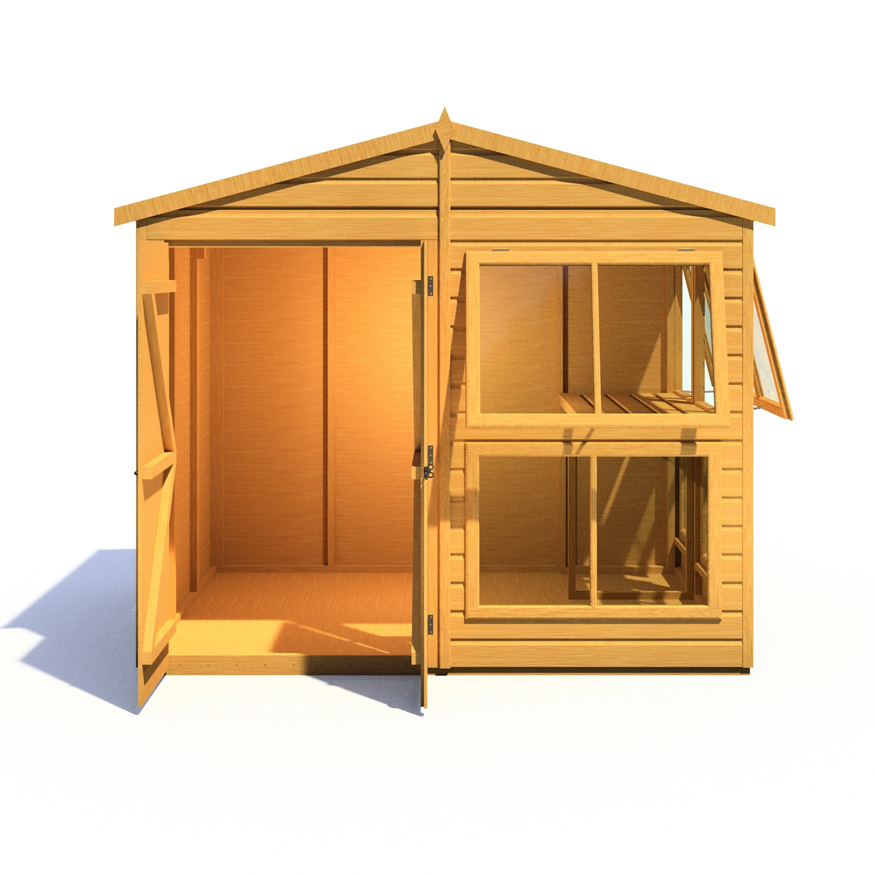 Shire Sun Hut 5' 7" x 8' Apex Potting Shed - Classic Coated Shiplap - Image 5