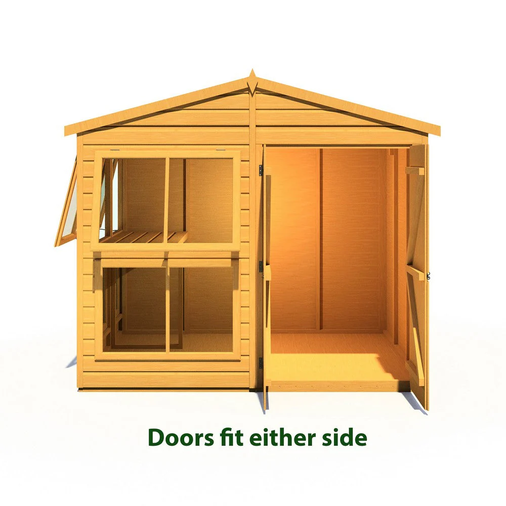 Shire Sun Hut 5' 7" x 8' Apex Potting Shed - Classic Coated Shiplap - Image 6