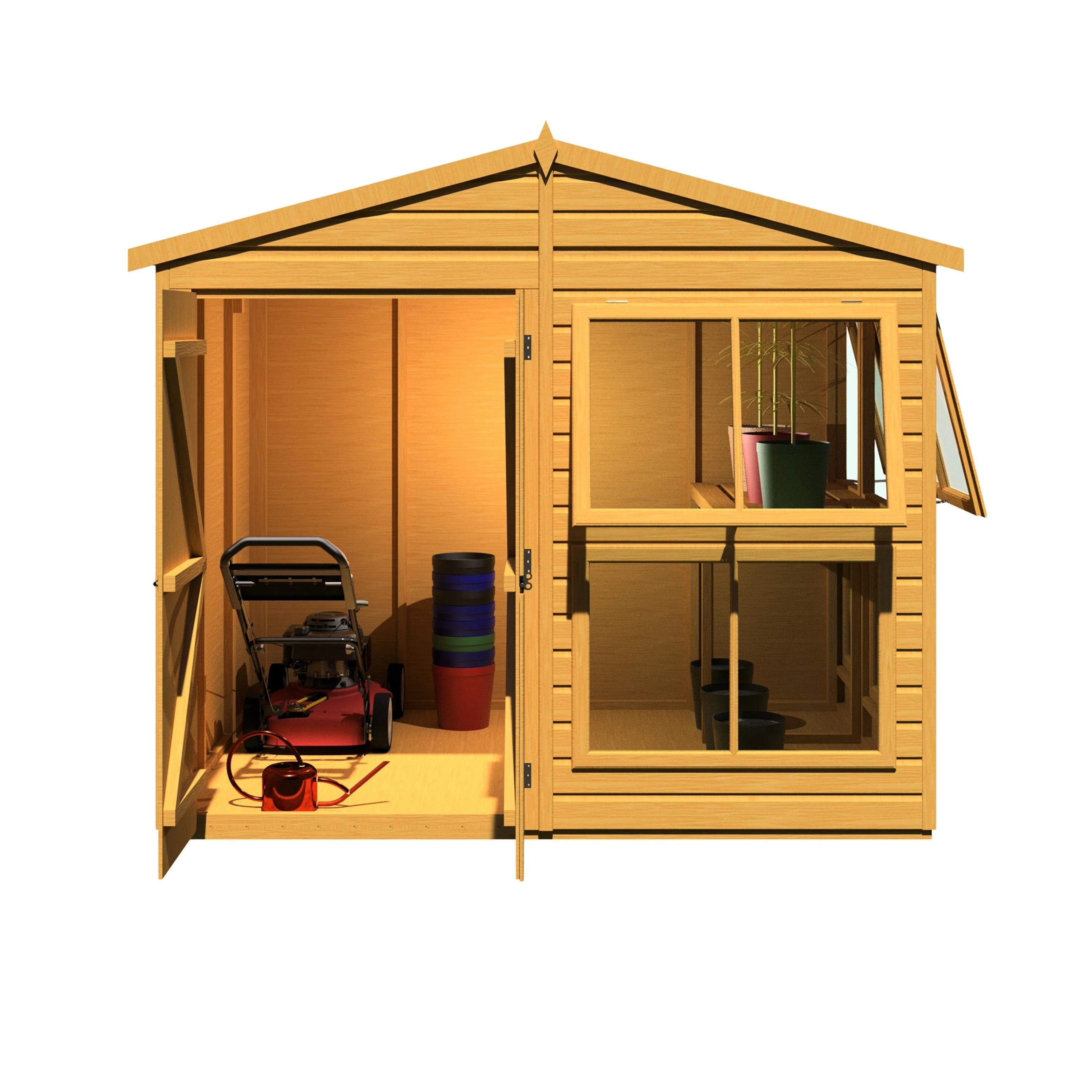 Shire Sun Hut 5' 7" x 8' Apex Potting Shed - Classic Coated Shiplap - Image 9